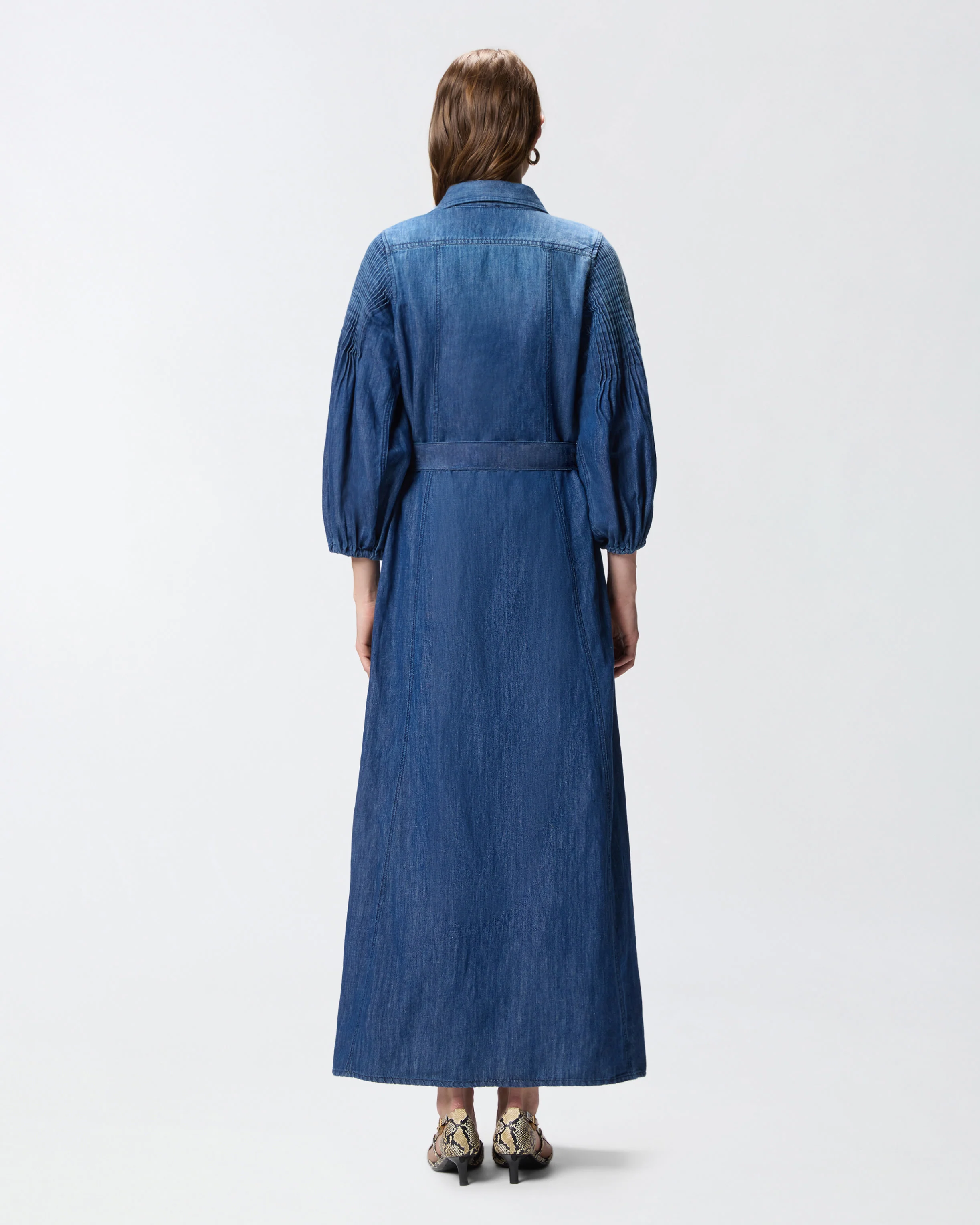 Abito chemisier lungo in denim - Image 3