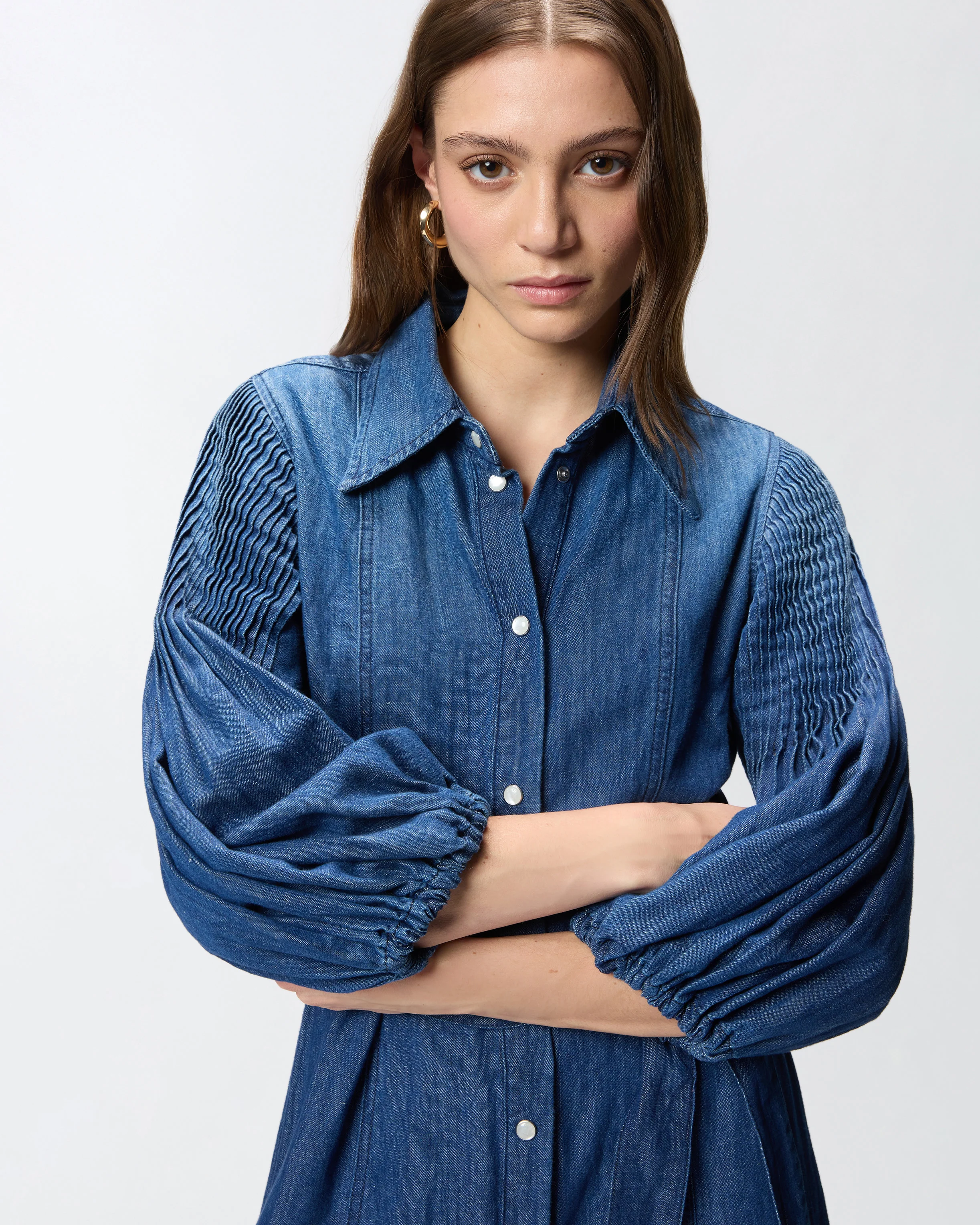 Abito chemisier lungo in denim - Image 4