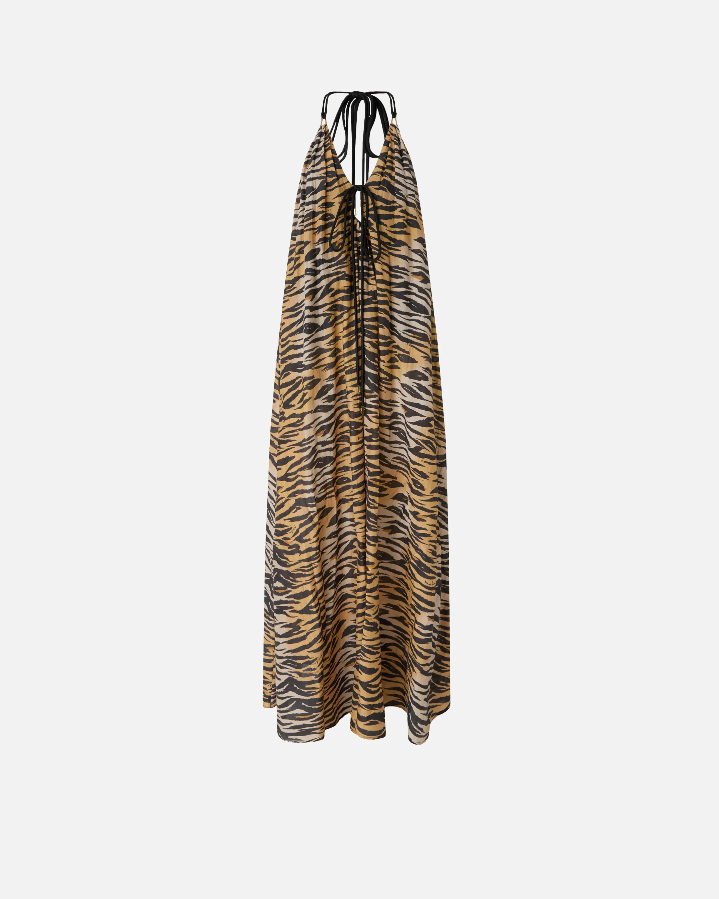Abito lungo con scollo all'americana e stampa animalier - Image 5