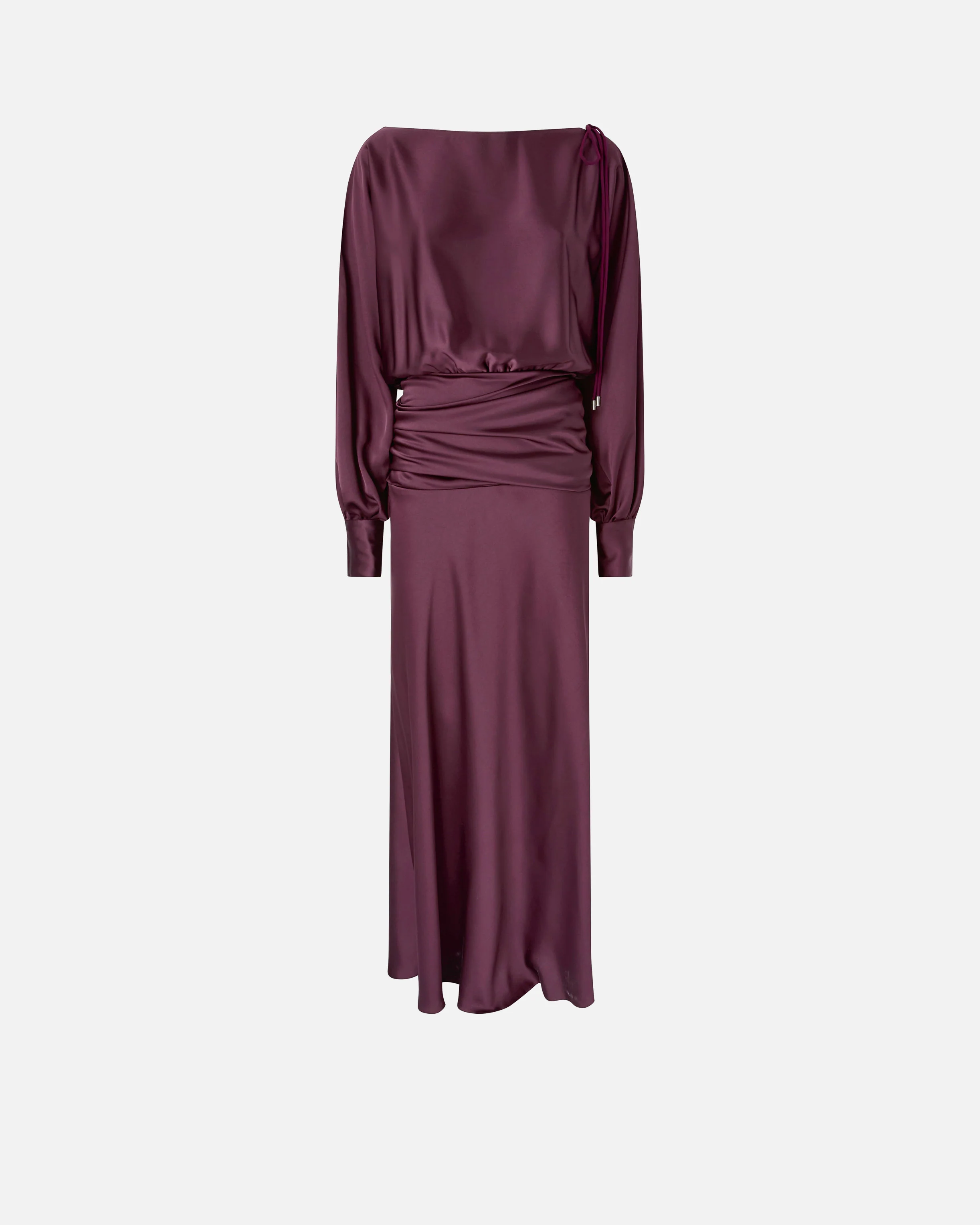 Abito lungo in satin con drappeggio - Image 5