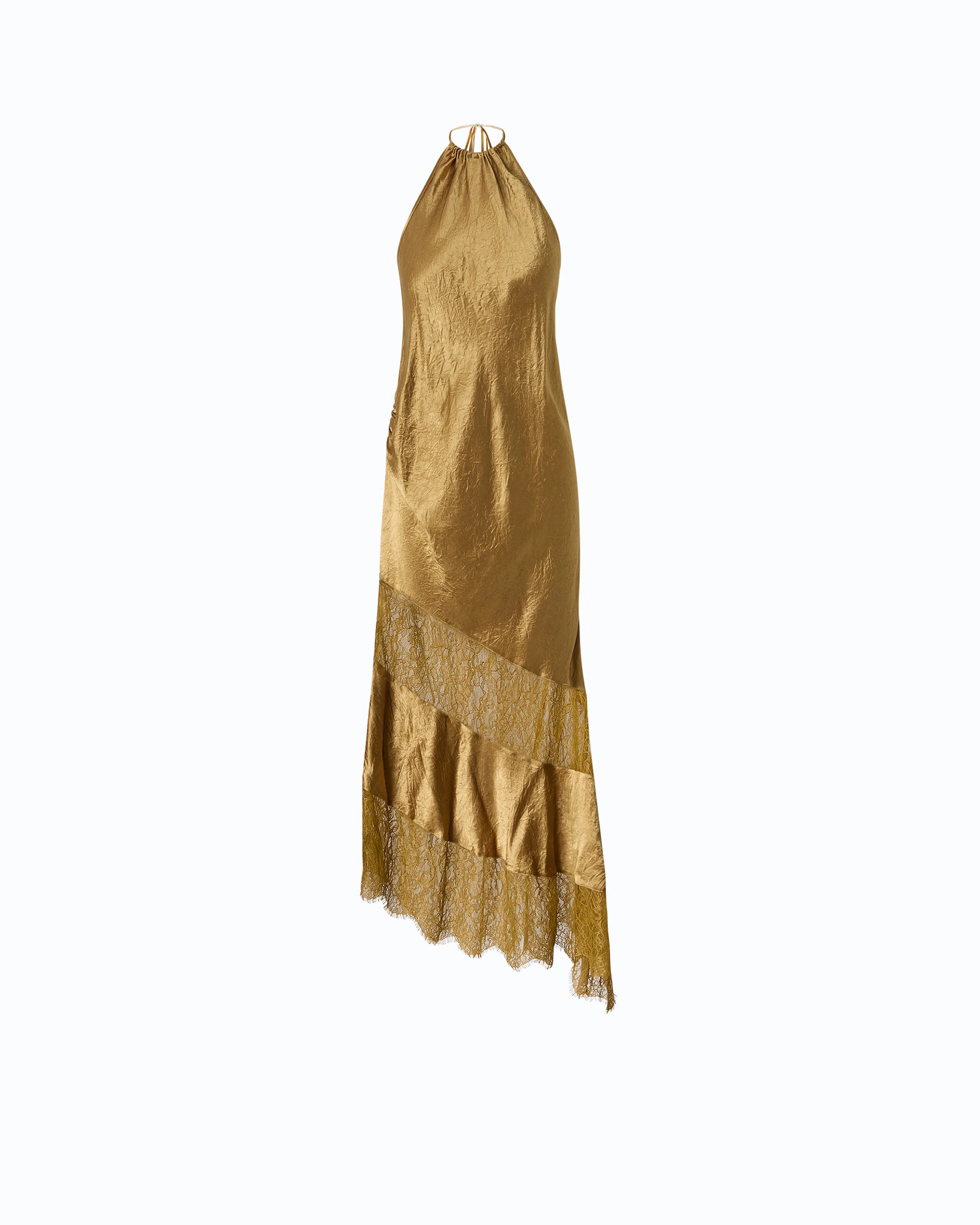 Abito midi asimmetrico in satin con pizzo - Image 5