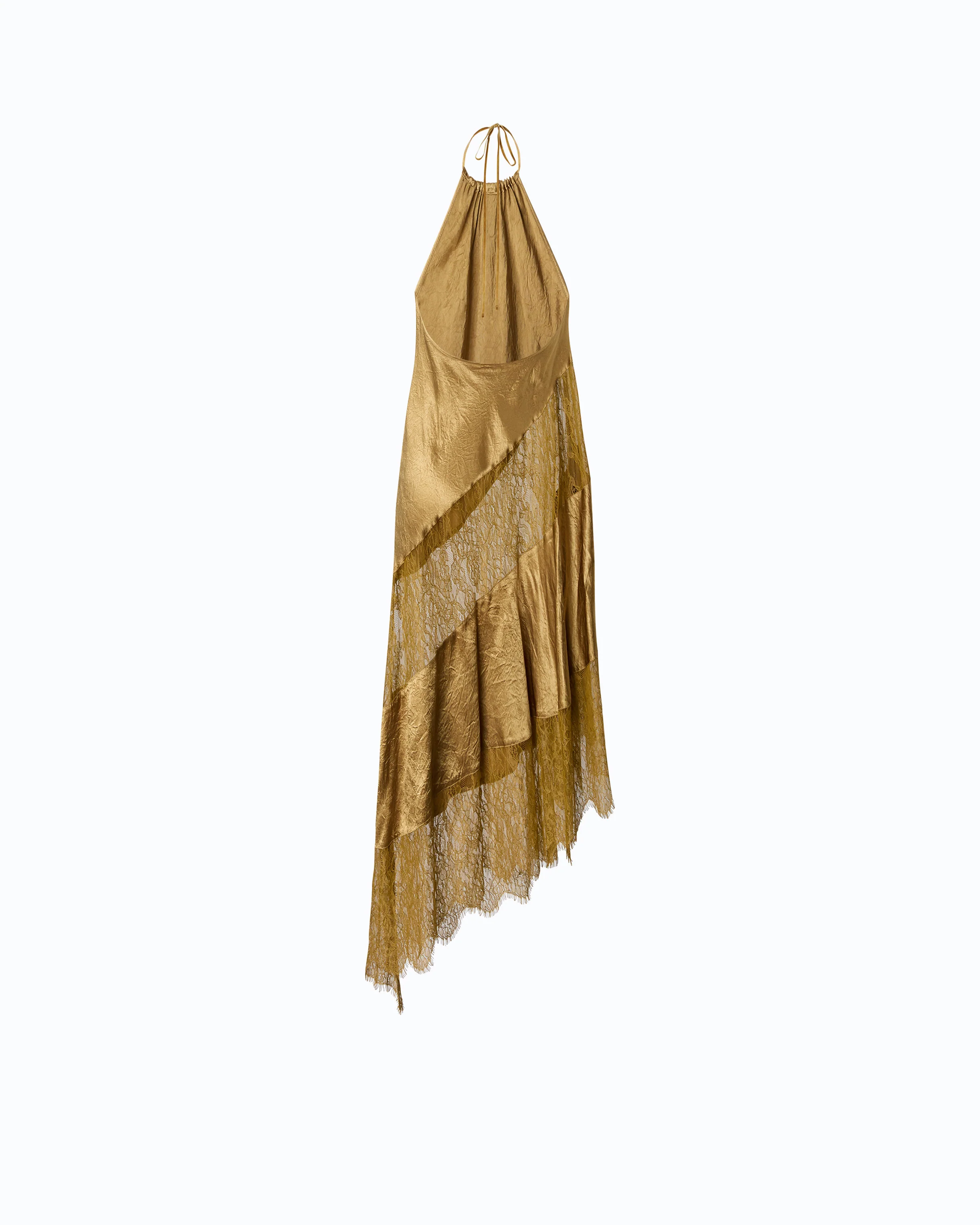 Abito midi asimmetrico in satin con pizzo - Image 6