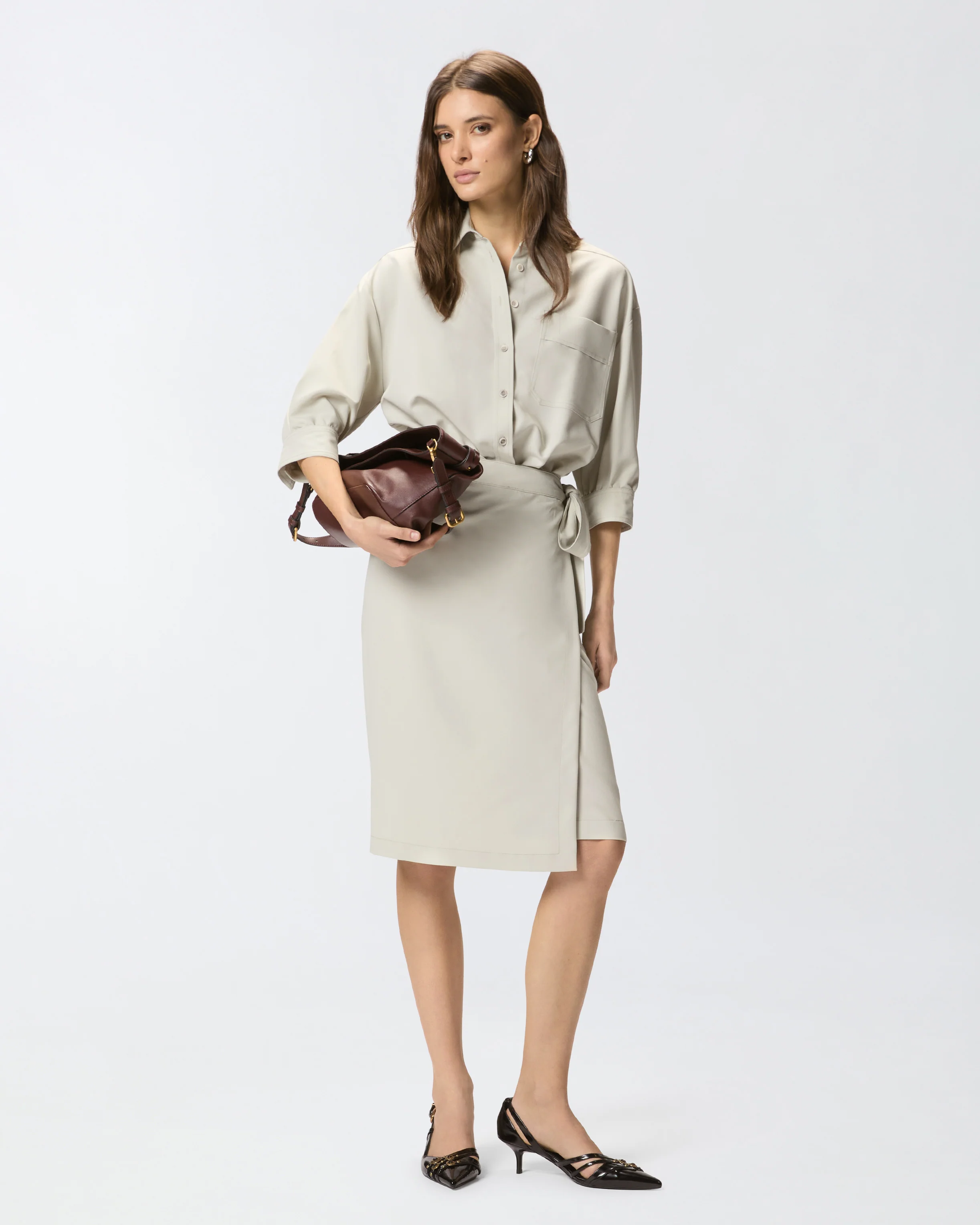 Abito midi con parte superiore a camicia