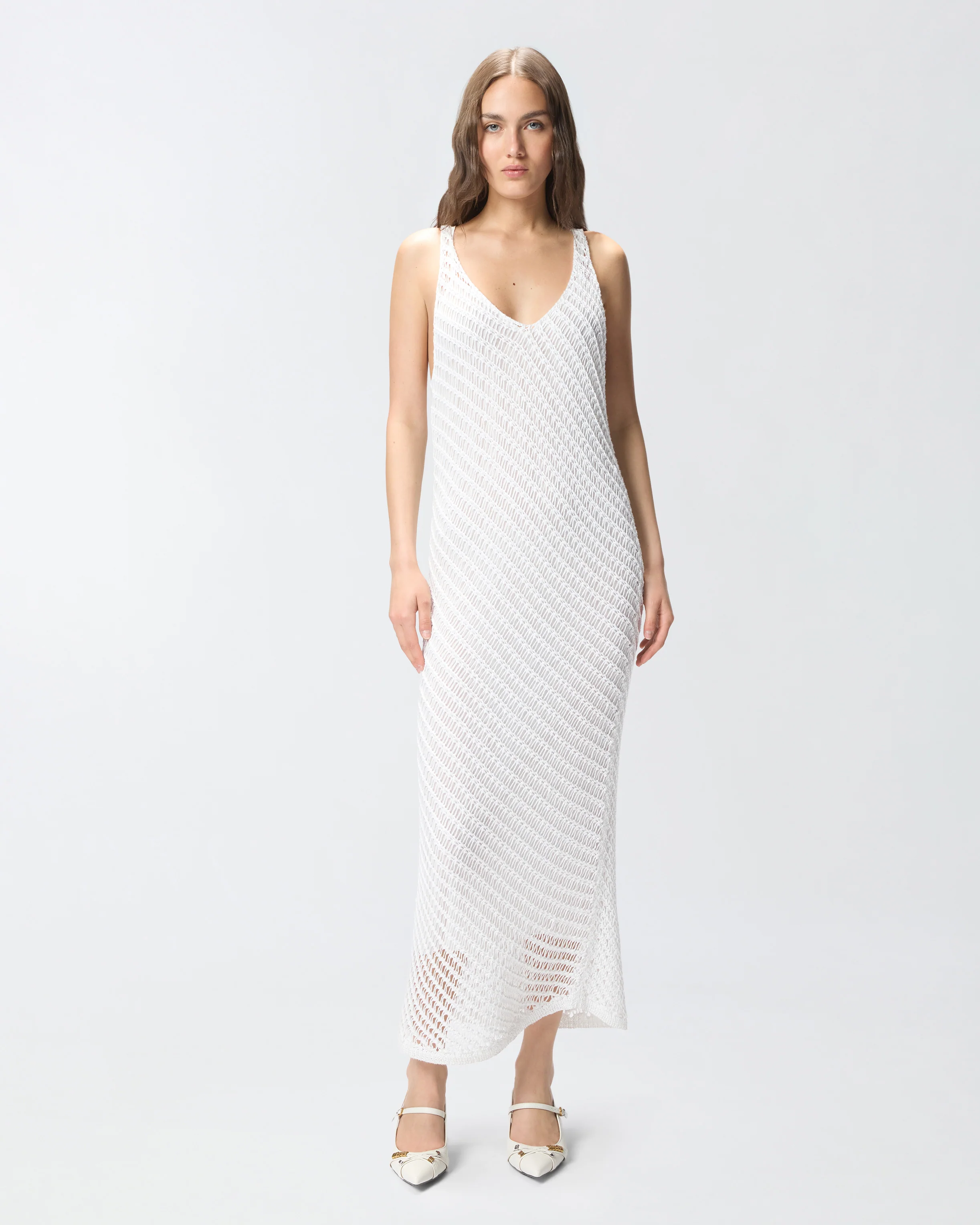 Abito midi effetto crochet con paillettes