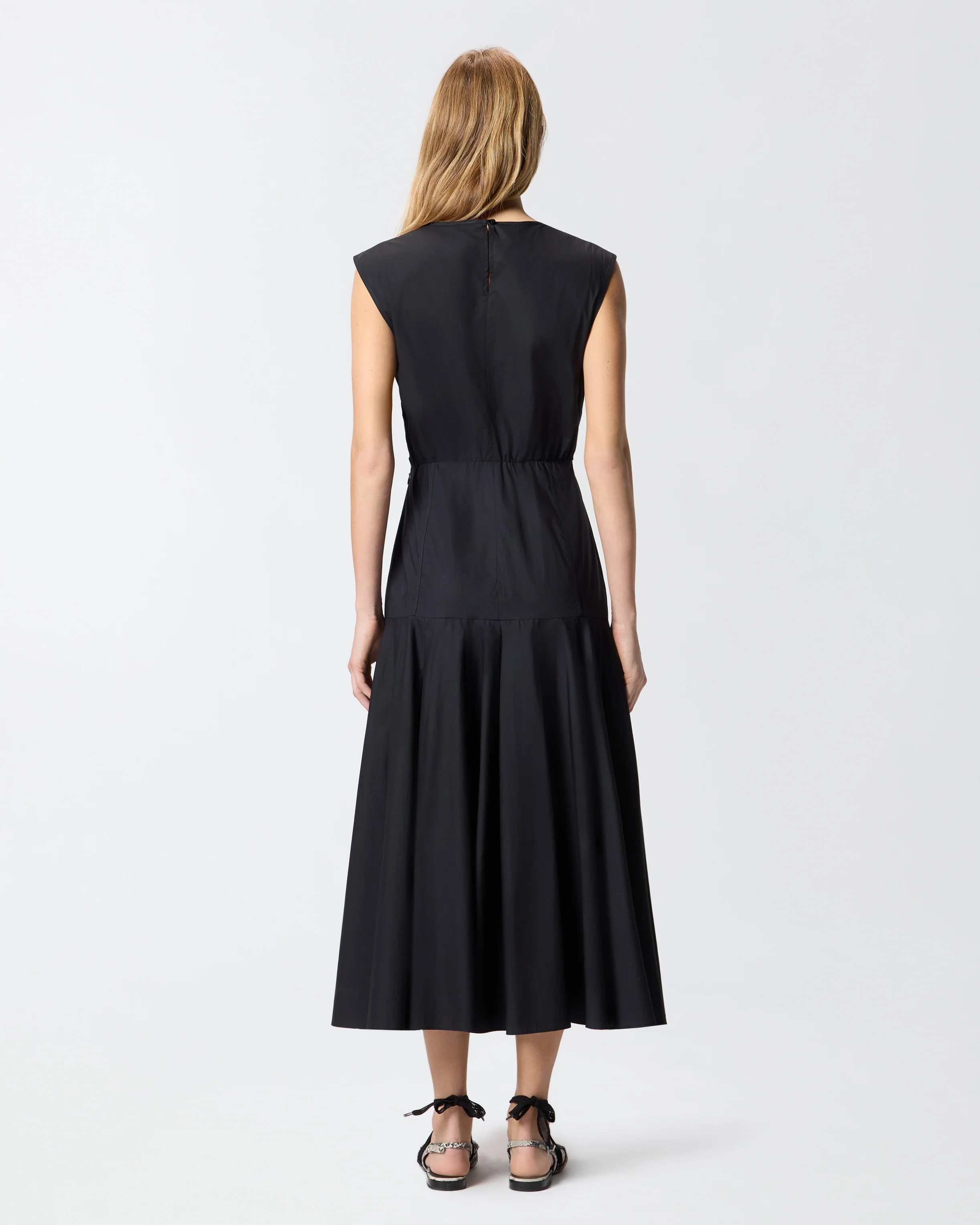 Abito midi smanicato con pieghe e cut-out - Image 3