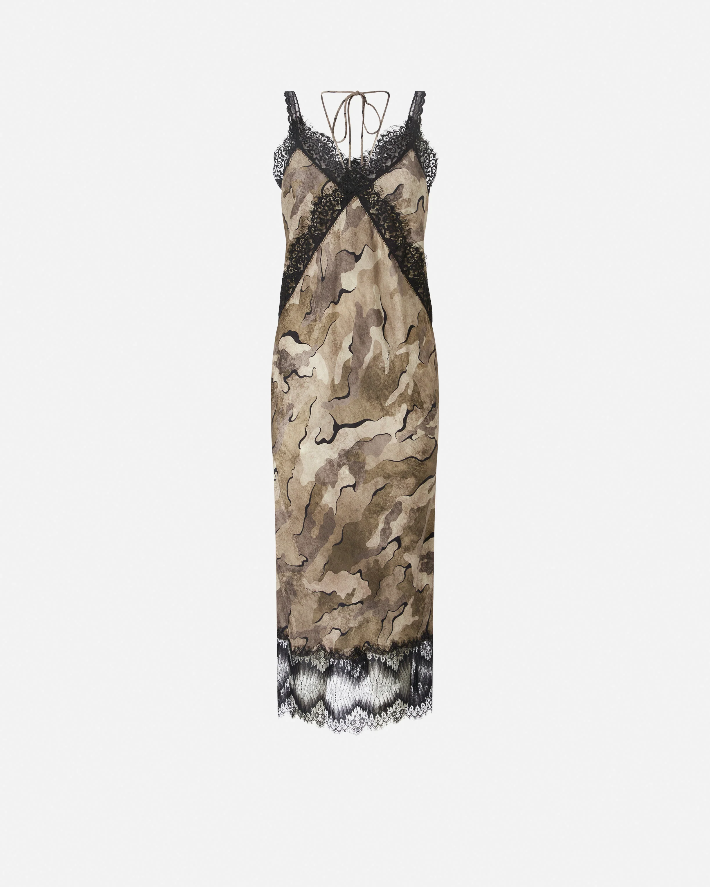 Abito slipdress midi camouflage con pizzo - Image 5