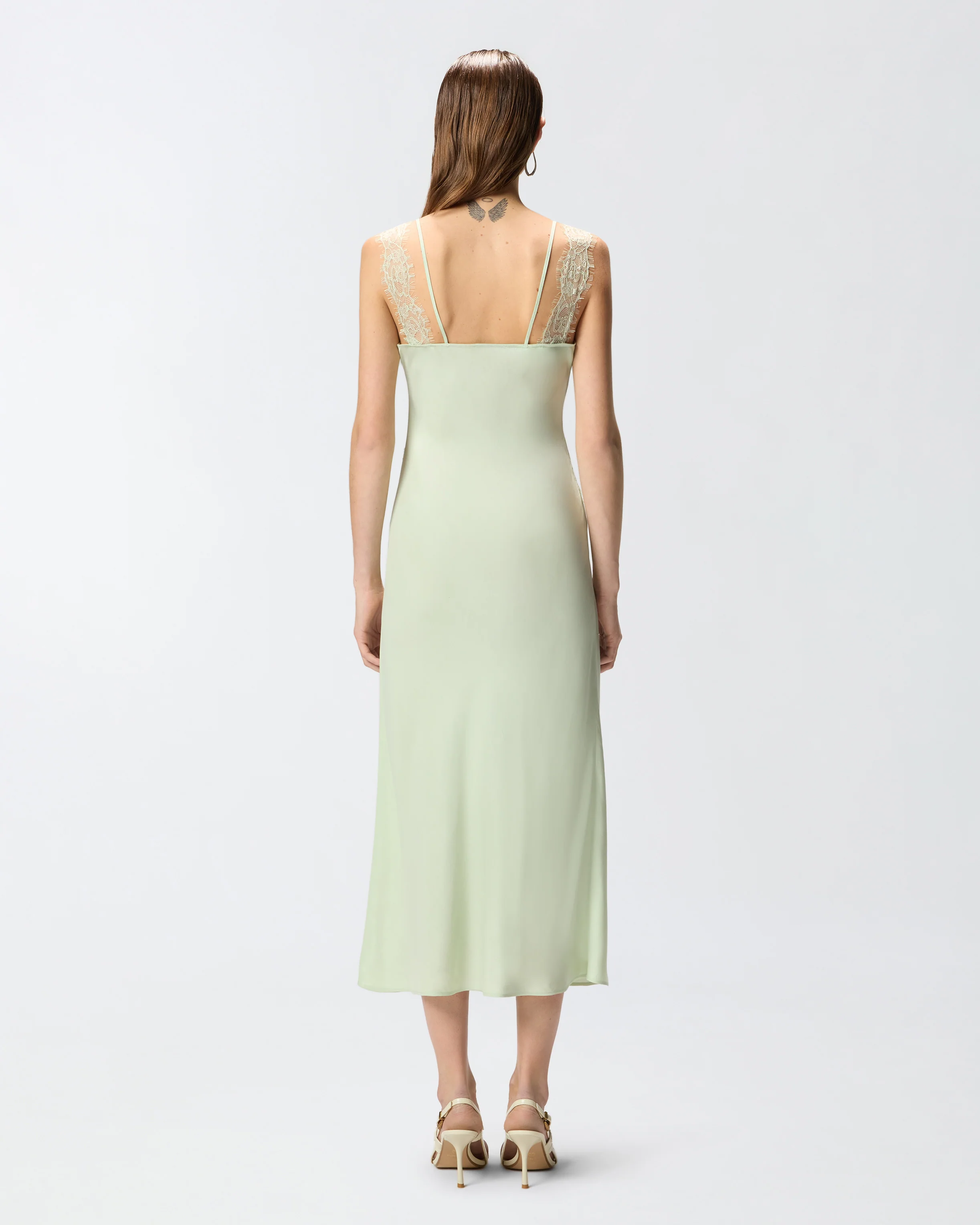 Abito slipdress midi con bande in pizzo - Image 3