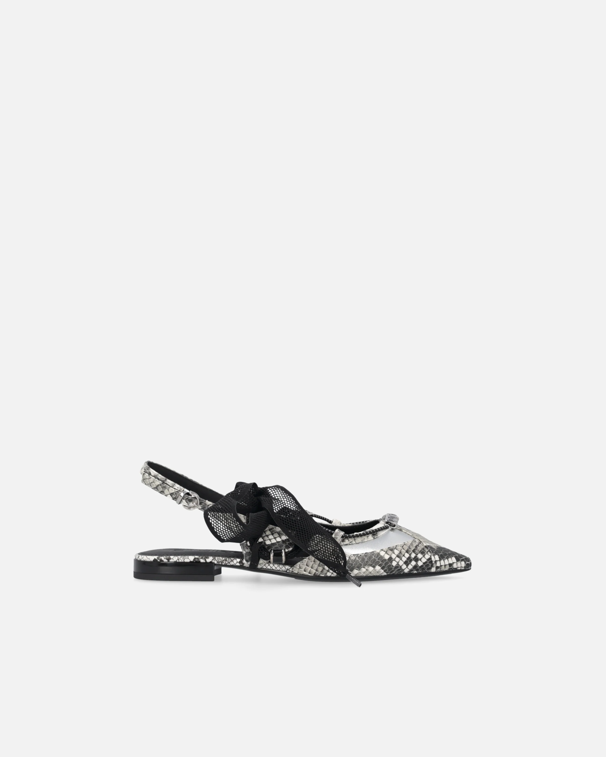 Ballerine slingback con stampa pitone e lacci