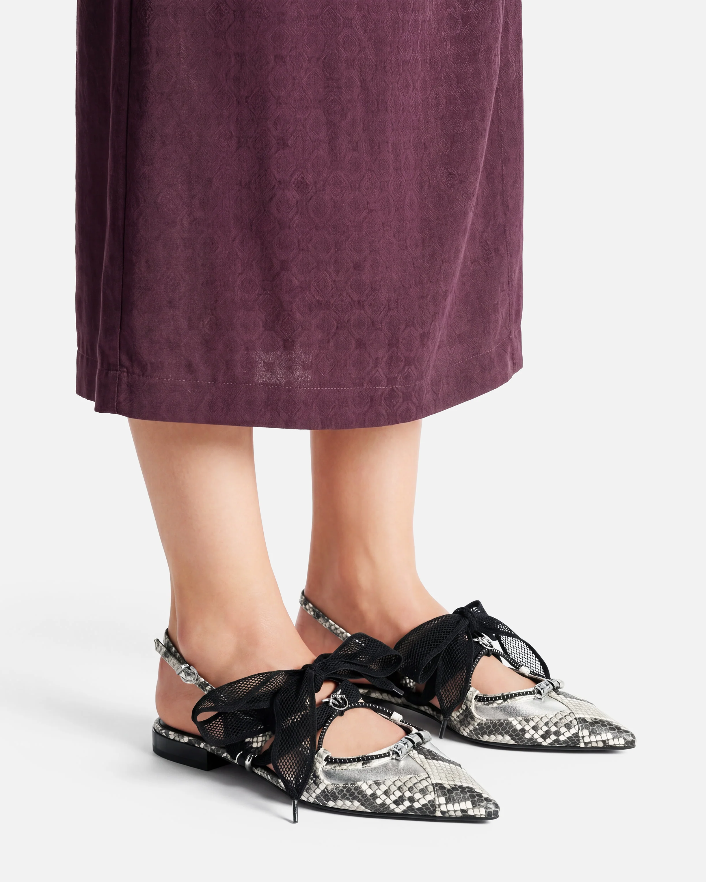 Ballerine slingback con stampa pitone e lacci - Image 10