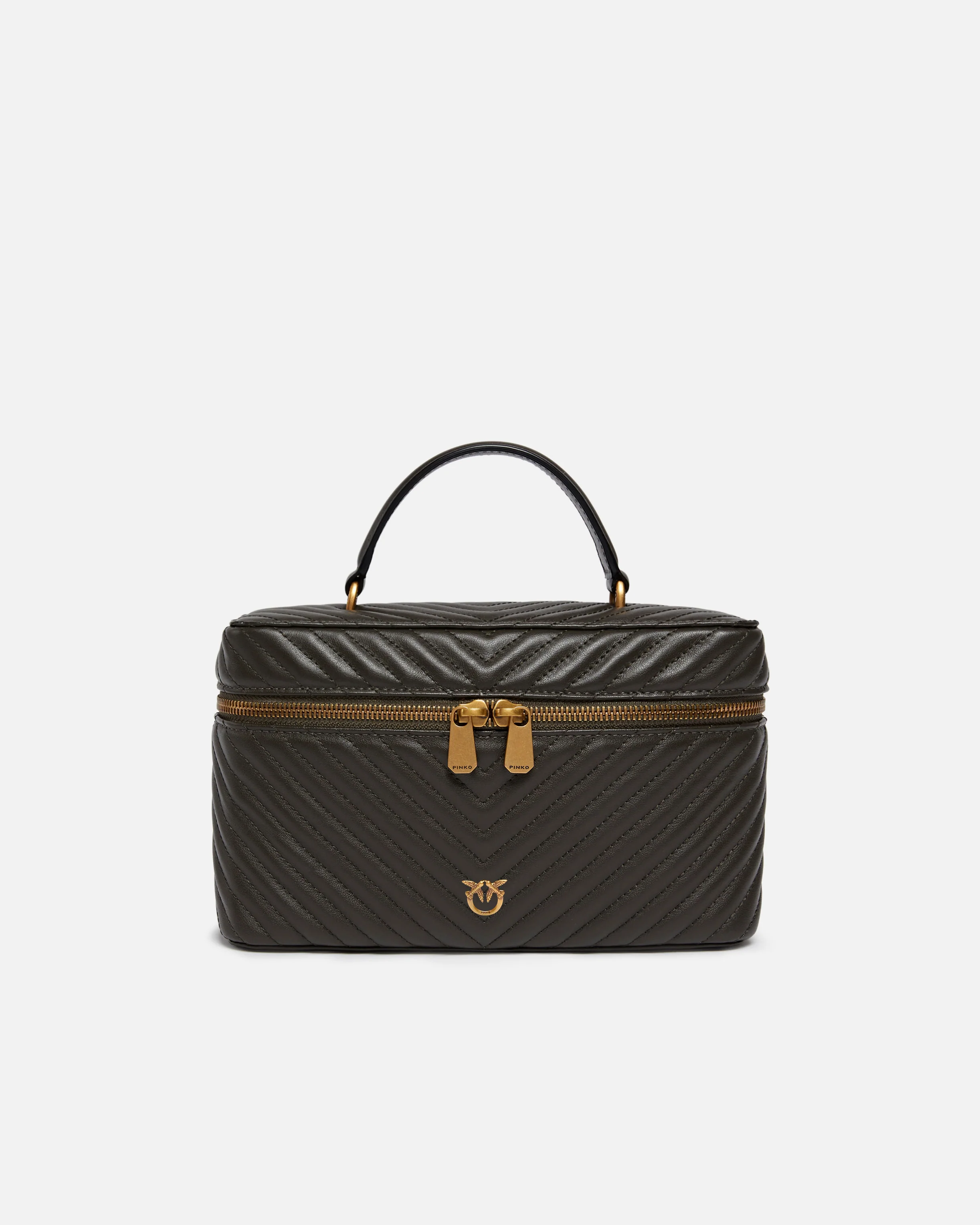 Beauty case a tracolla medio in nappa chevron