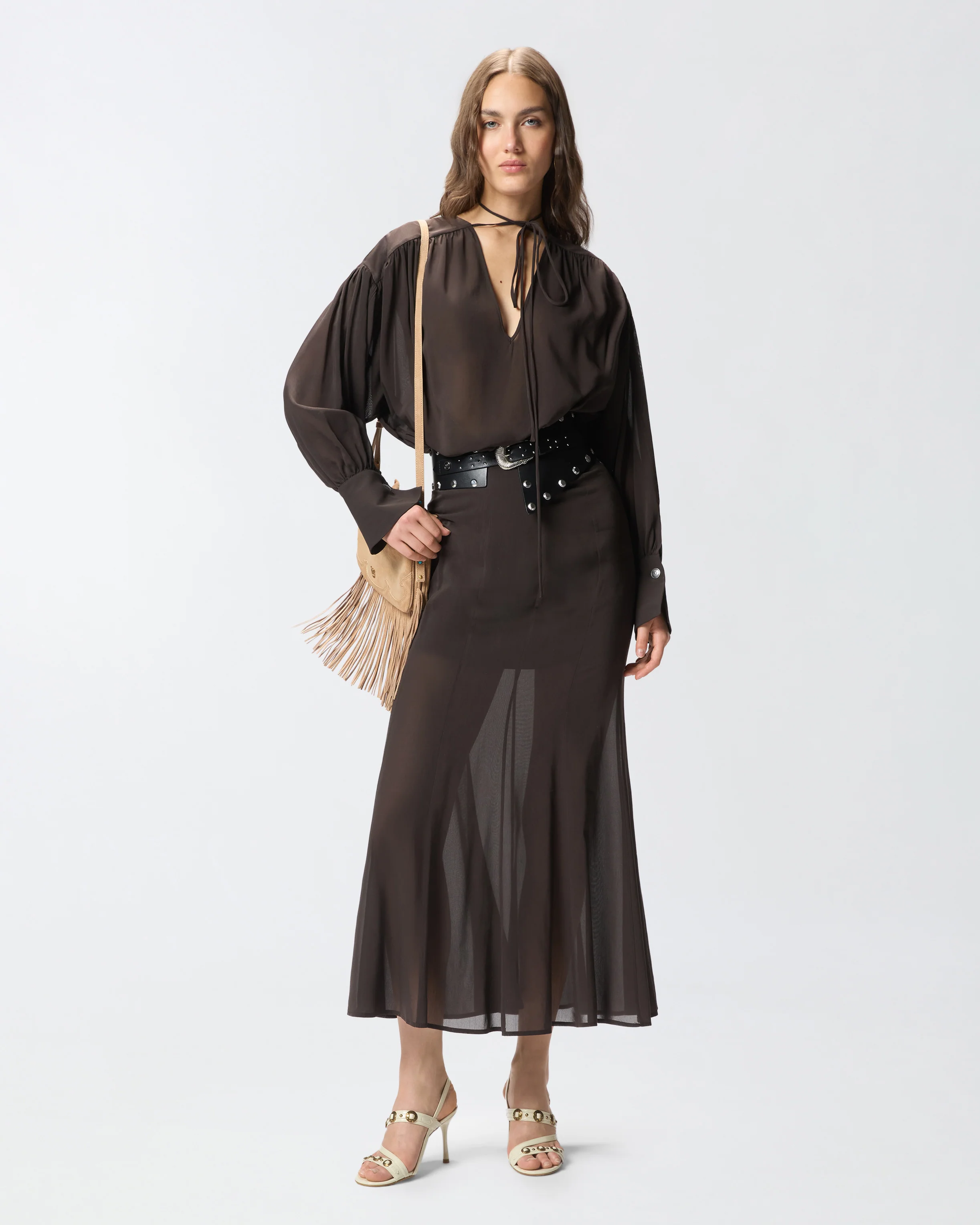 Blusa con scollo a V e arricci - Image 2