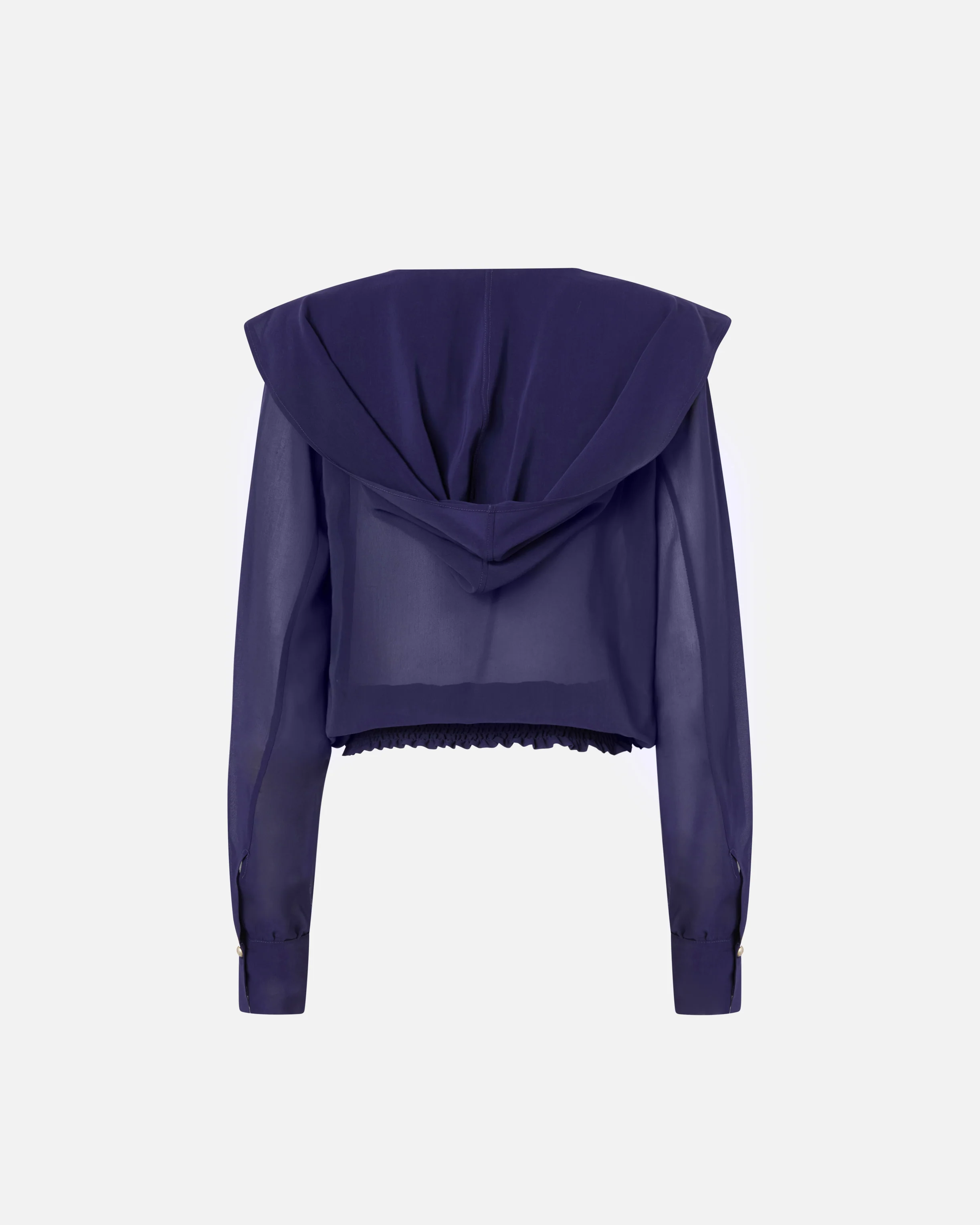 Blusa cropped con cappuccio e trasparenze - Image 6