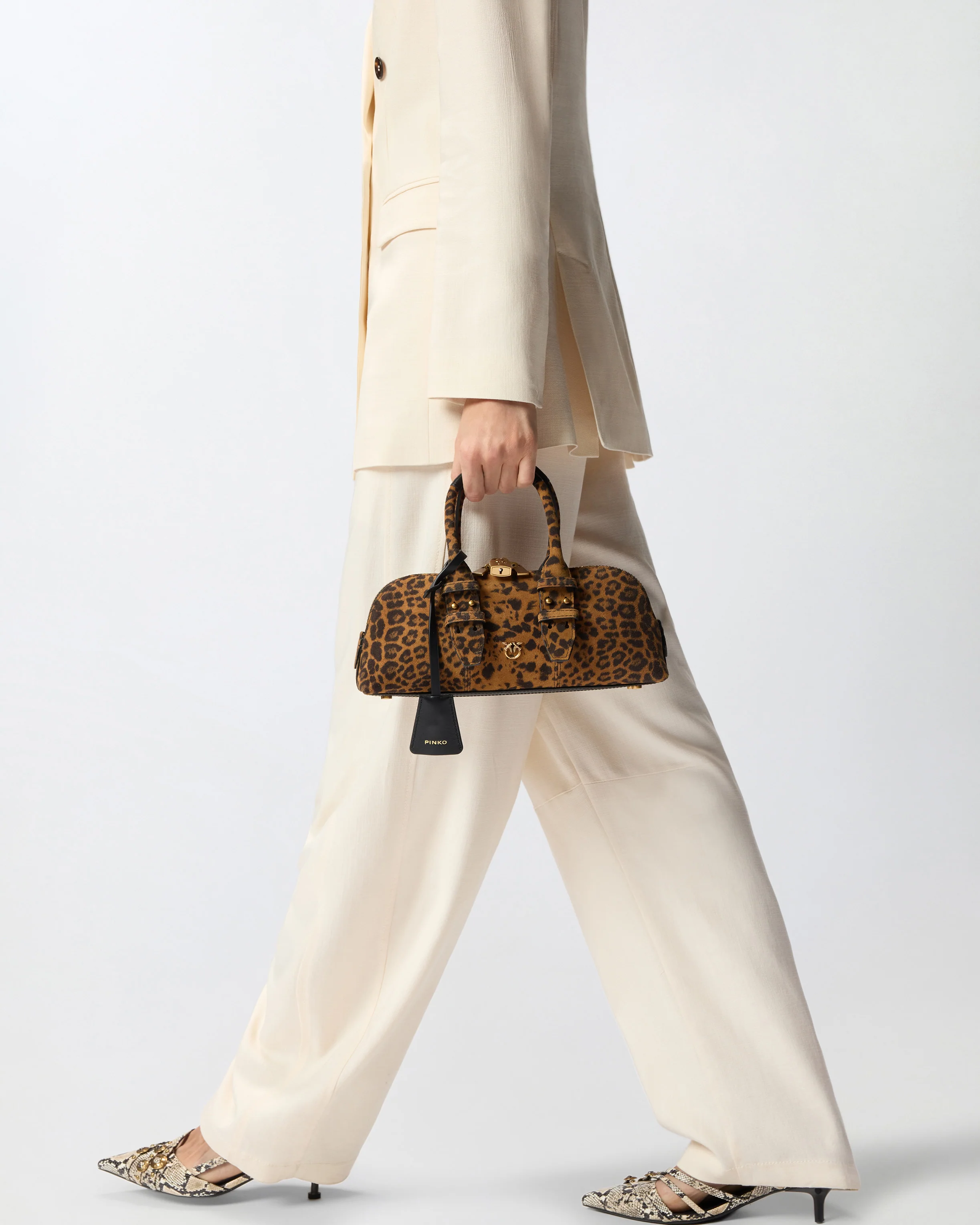 Borsa a mano in suede con stampa macula - Image 5