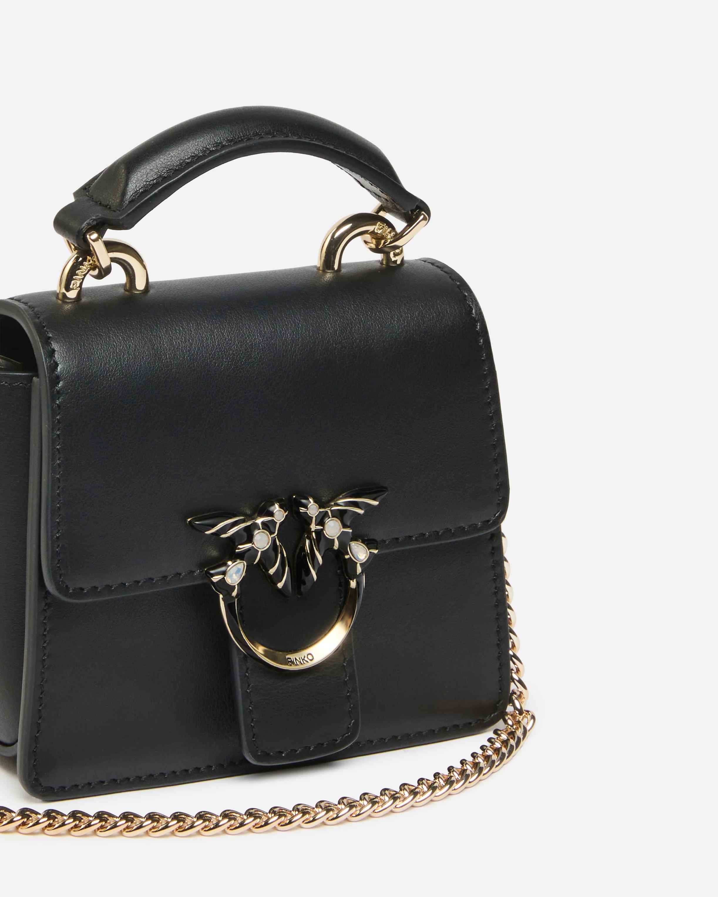 Borsa a mano Micro Love Bag One Top Handle in pelle con fibbia gioiello PINKO Galleria - Image 3