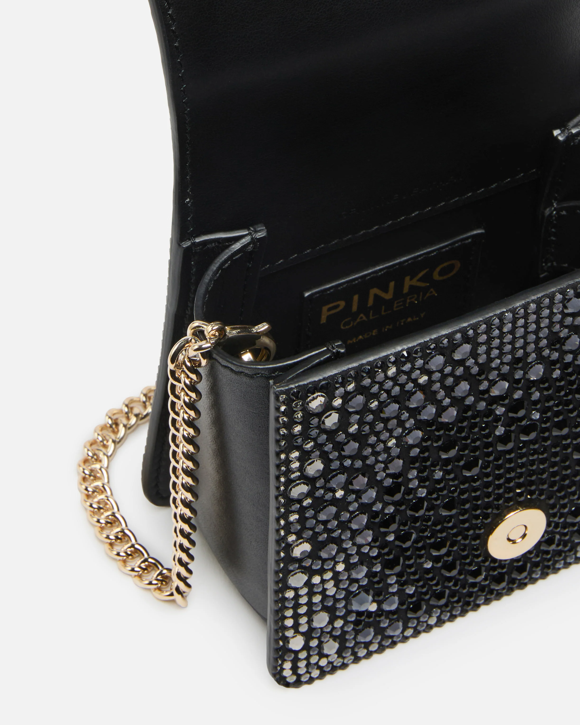 Borsa a mano Micro Love Bag Top Handle Light in microfibra full strass PINKO Galleria - Image 4