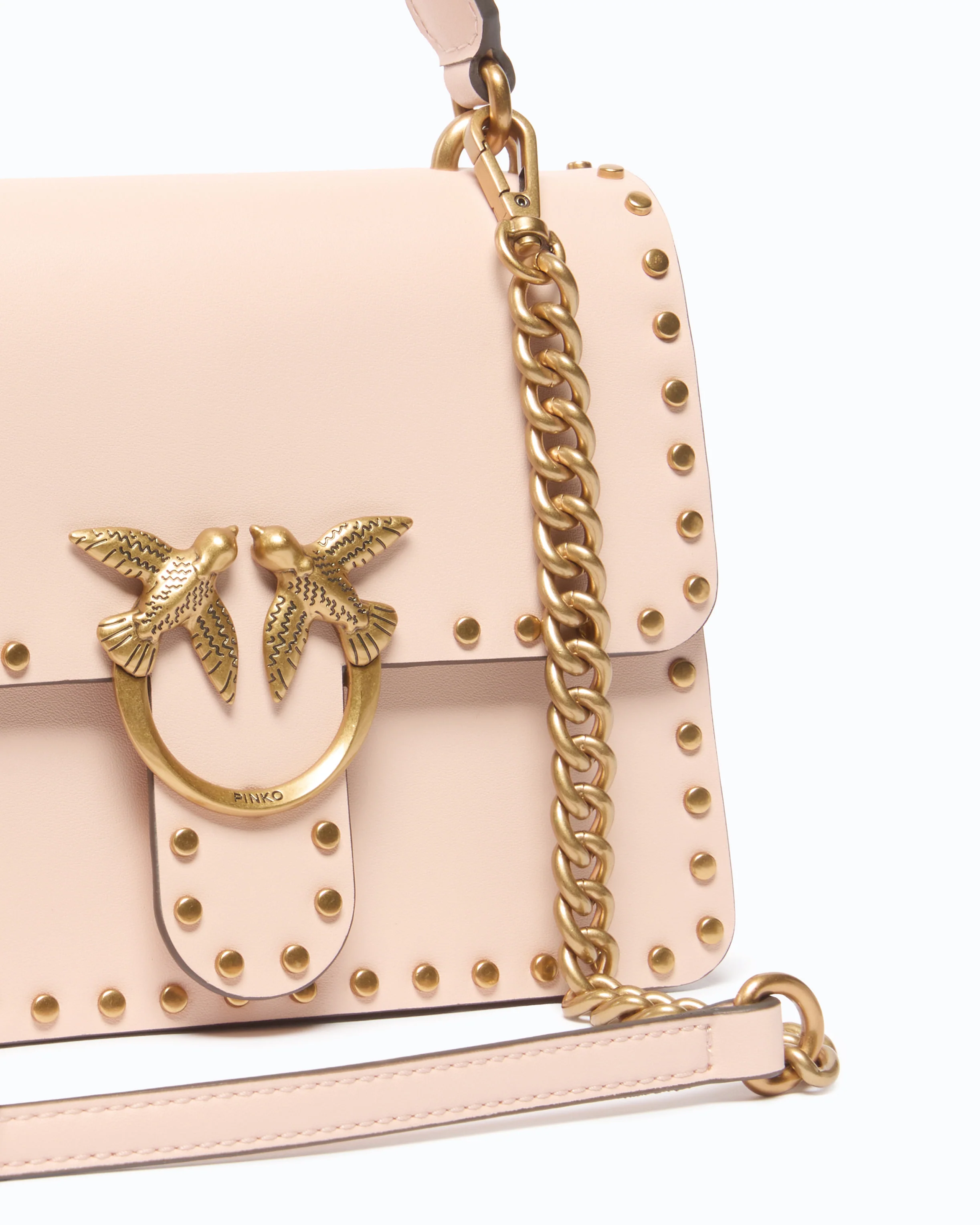 Borsa a mano Mini Love Bag One Top Handle Light in pelle con mini borchie - Image 3