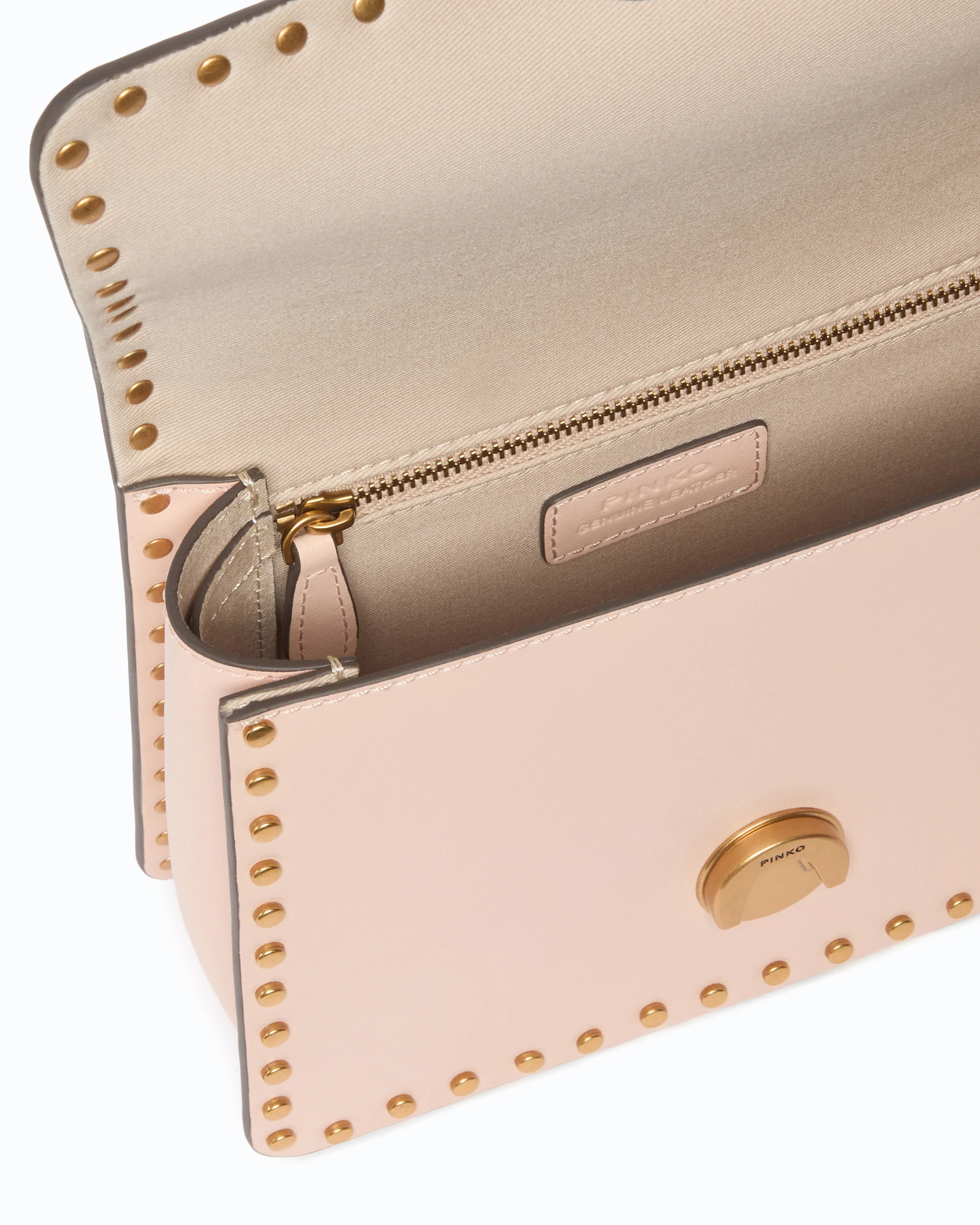 Borsa a mano Mini Love Bag One Top Handle Light in pelle con mini borchie - Image 4