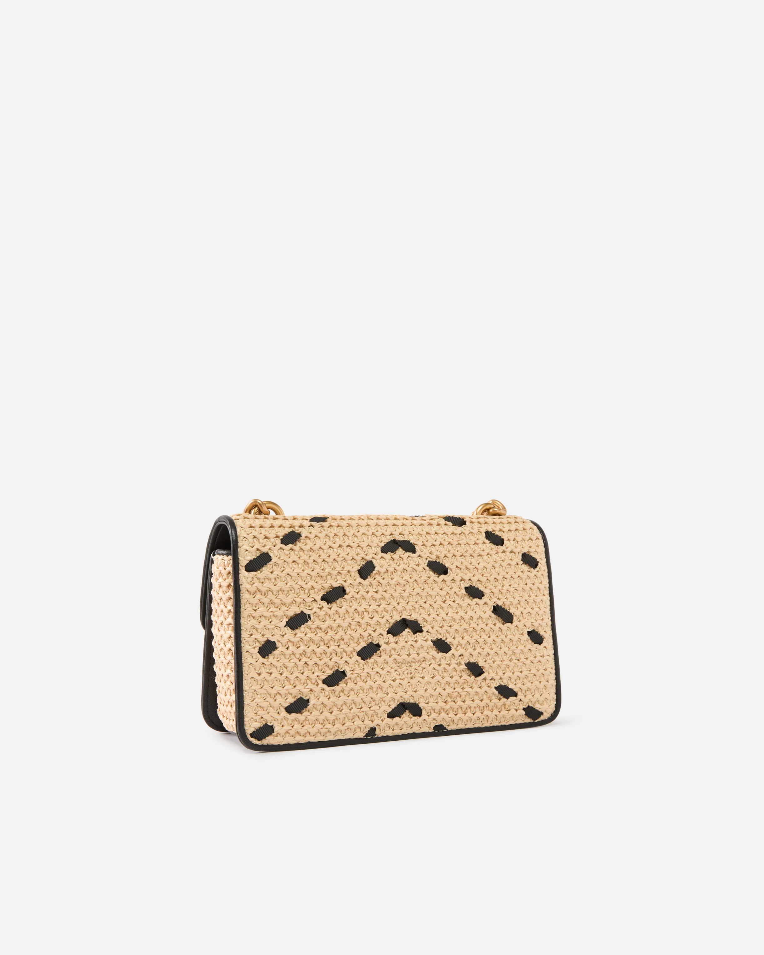 Borsa a mano piccola Mini Love Bag One Light in rafia chevron e pelle - Image 2