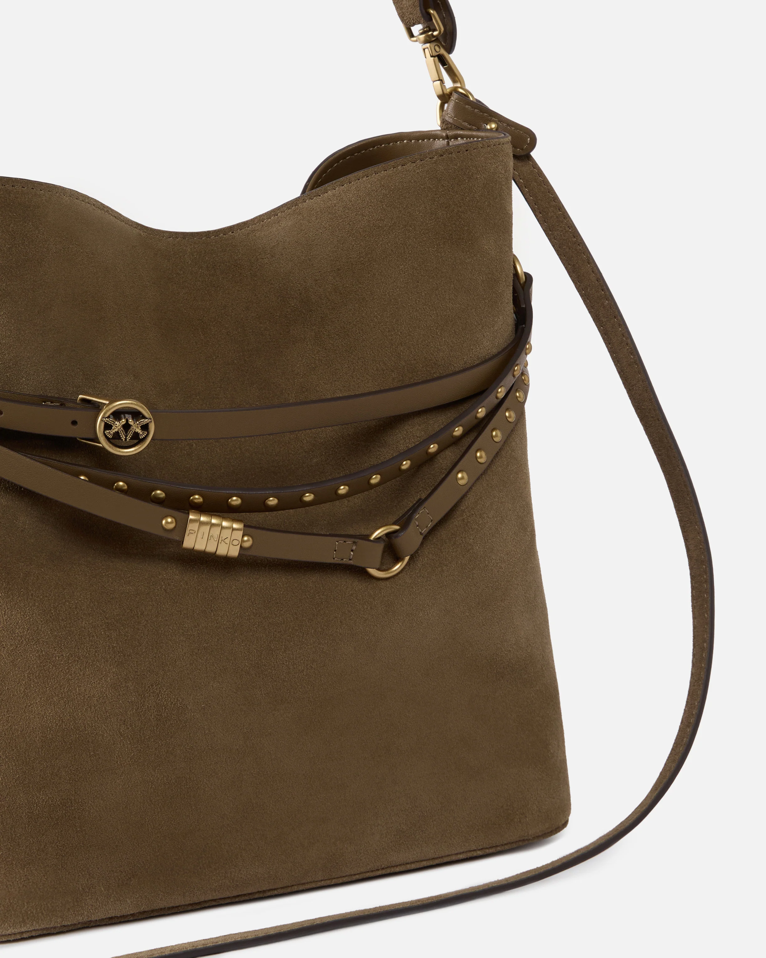 Borsa a secchiello a spalla media Belt Bag in suede - Image 3