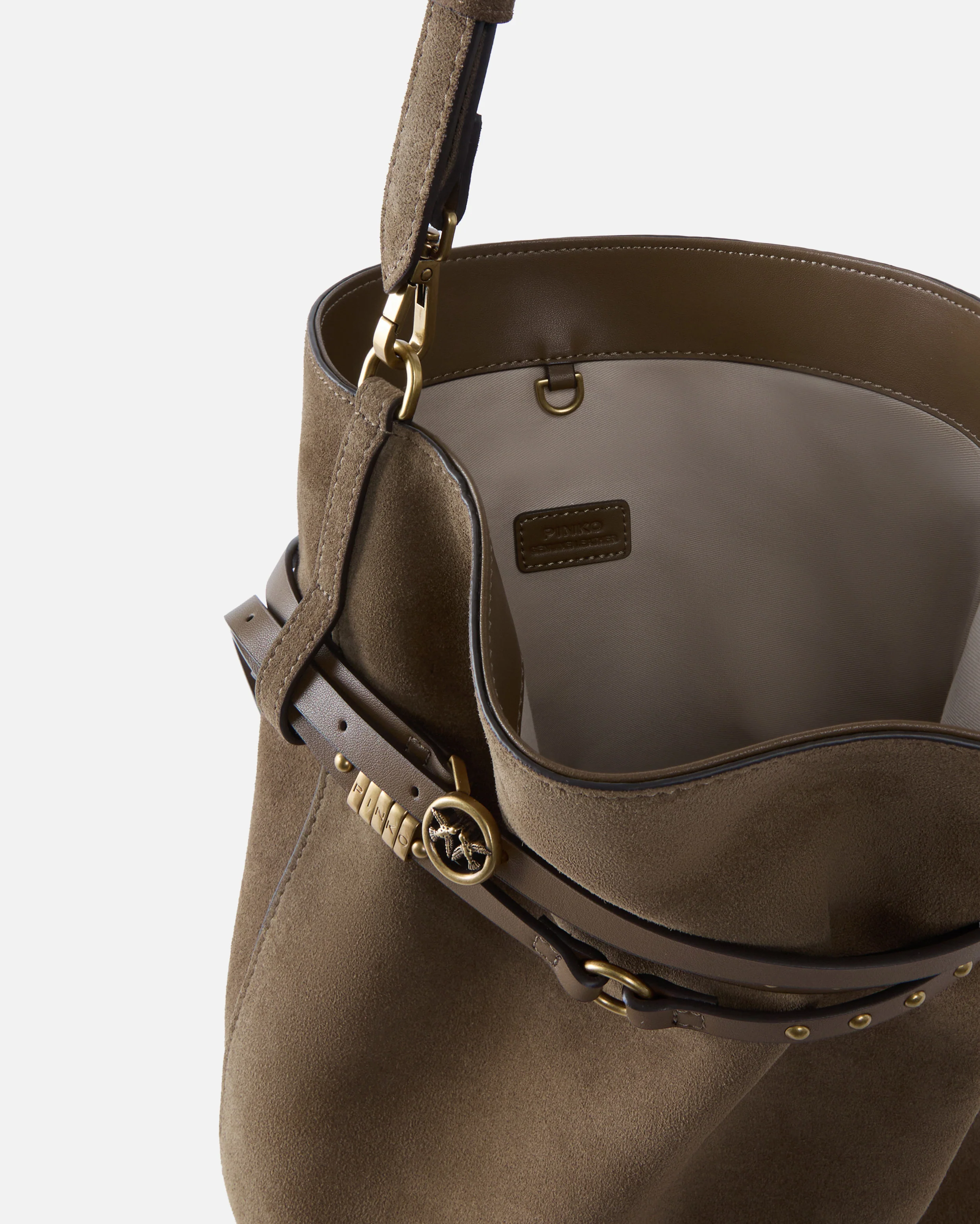 Borsa a secchiello a spalla media Belt Bag in suede - Image 4