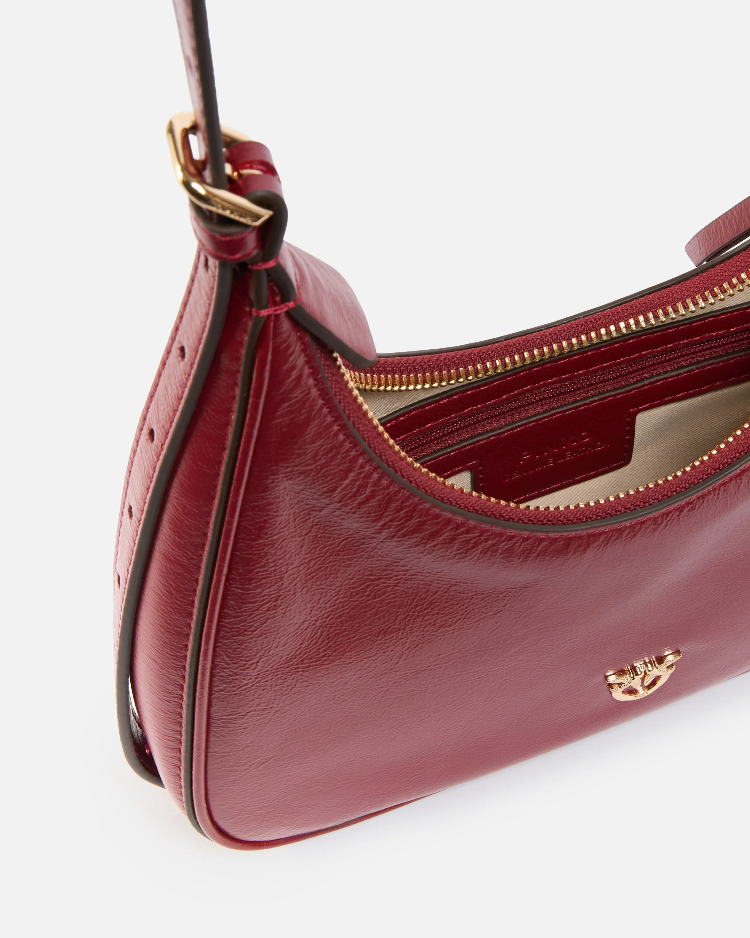 Borsa a spalla hobo piccola Miss PINKO Mini in pelle shiny - Image 4