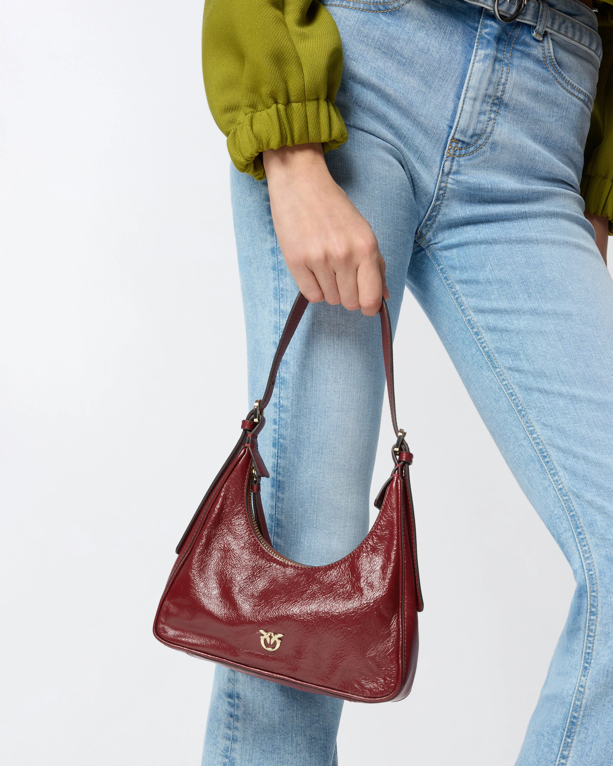 Borsa a spalla hobo piccola Miss PINKO Mini in pelle shiny - Image 6