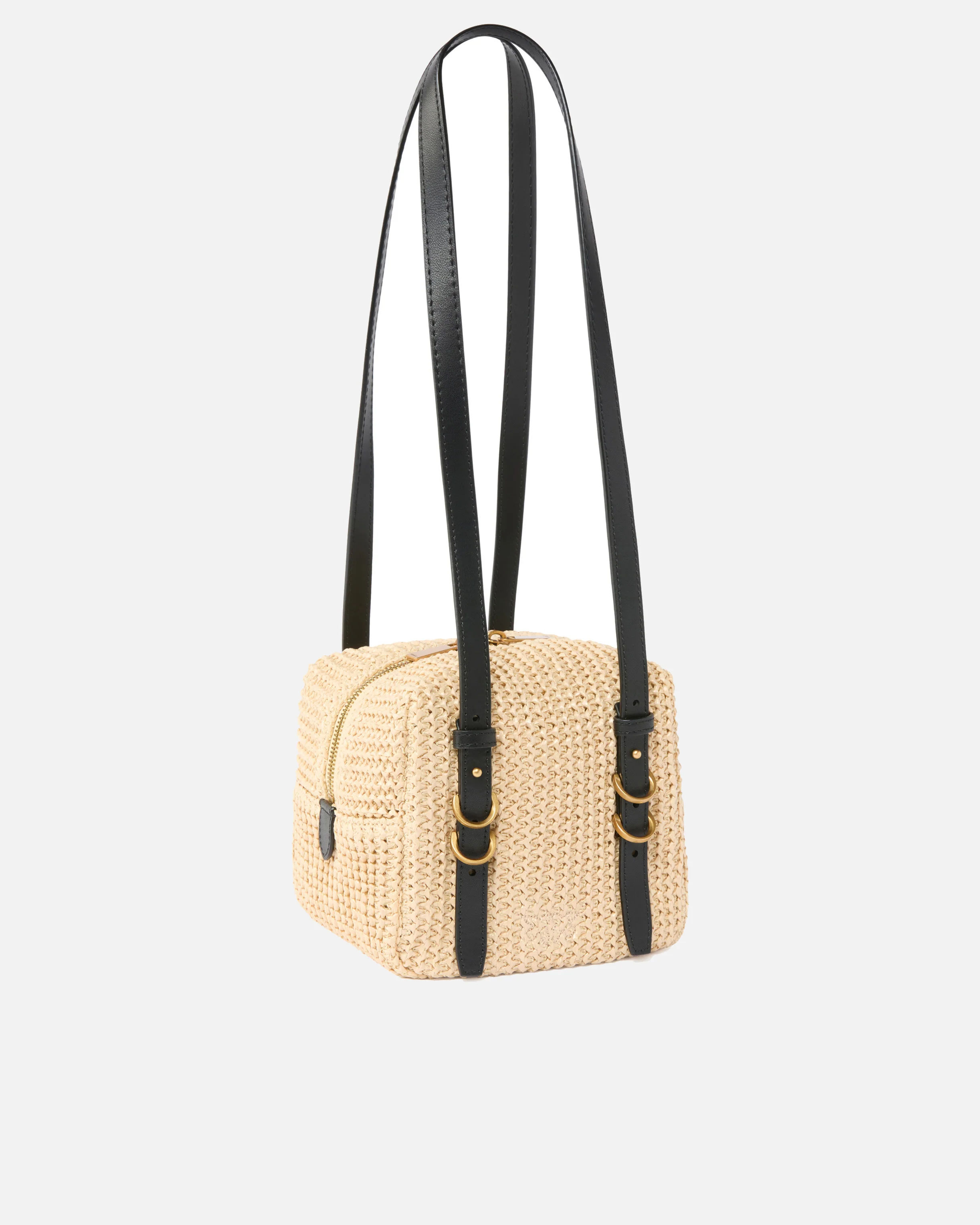 Borsa a spalla in rafia e pelle - Image 2