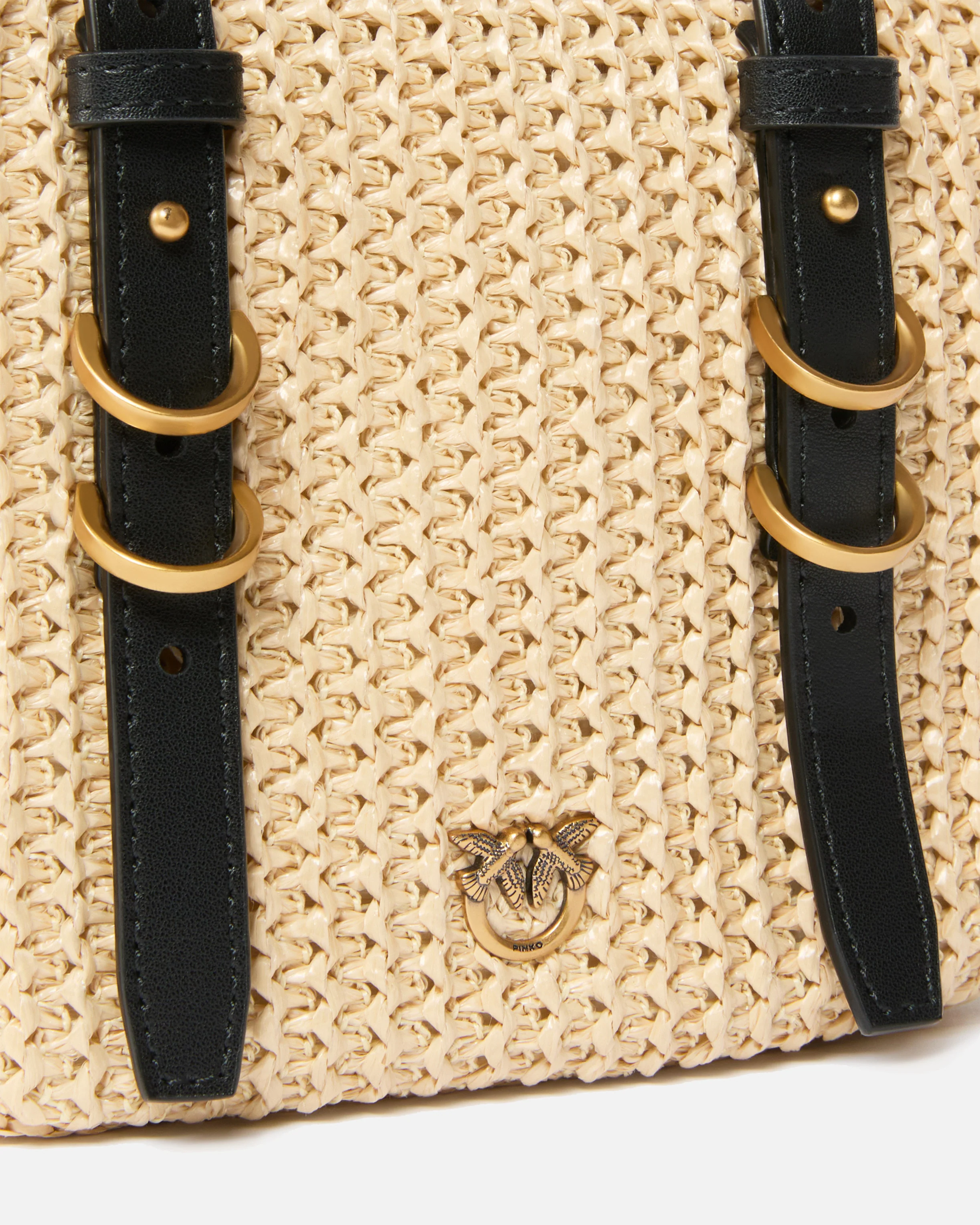 Borsa a spalla in rafia e pelle - Image 3