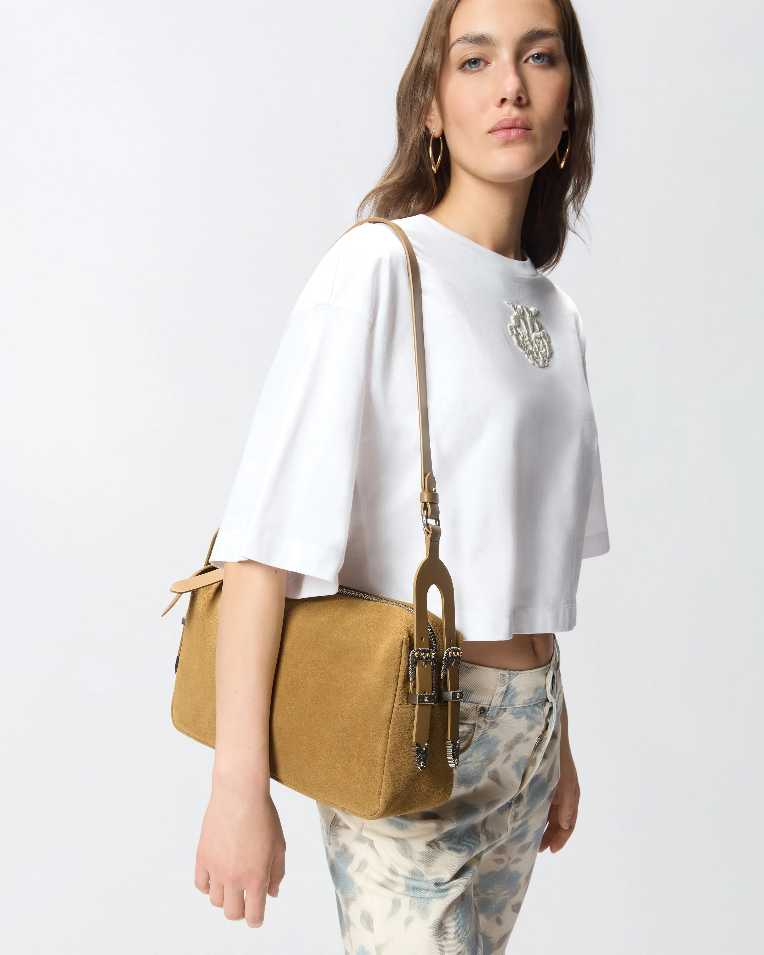 Borsa a spalla media Keeper Bag in suede - Image 4