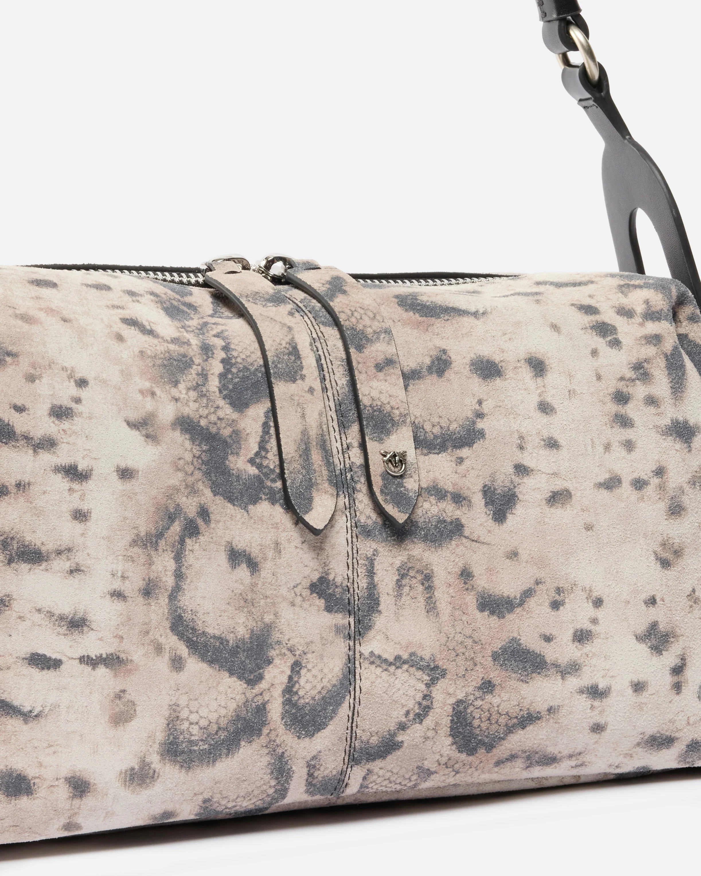 Borsa a spalla media Keeper Bag in suede con stampa pitone - Image 3