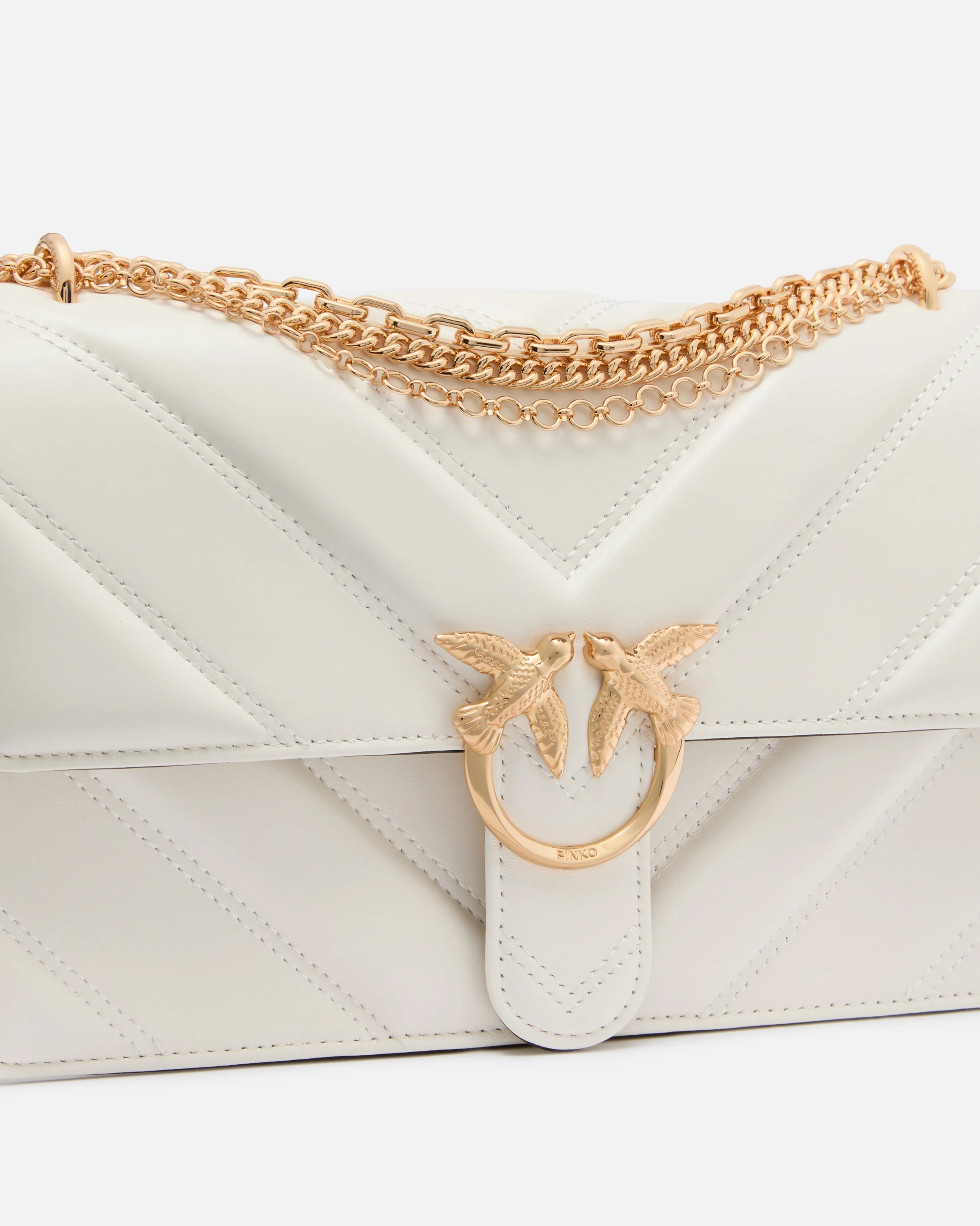 Borsa a spalla media Love Bag One in pelle e nappa chevron con tripla catena - Image 3