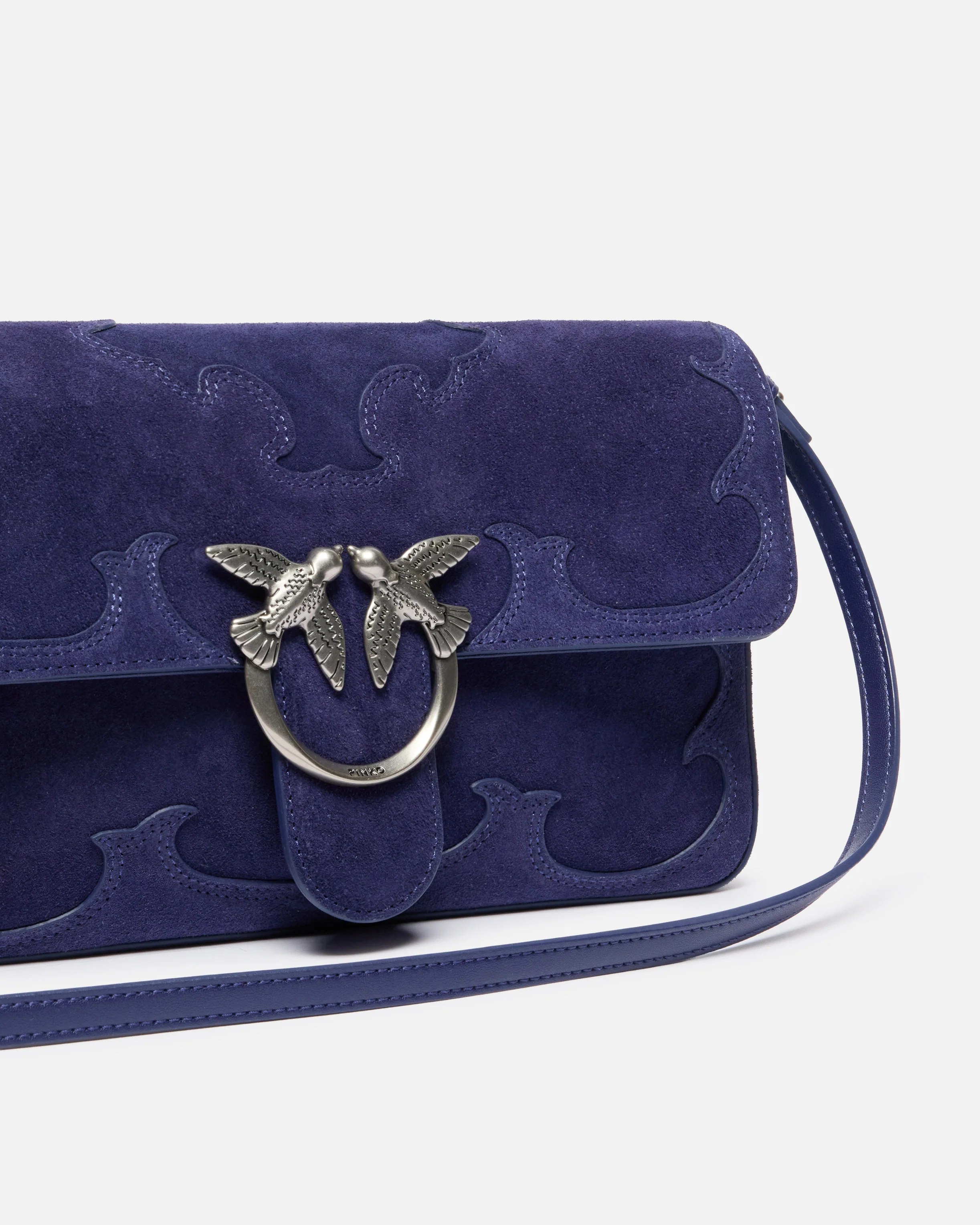 Borsa a spalla media Love Bag One Slouchy in suede con intarsi - Image 3
