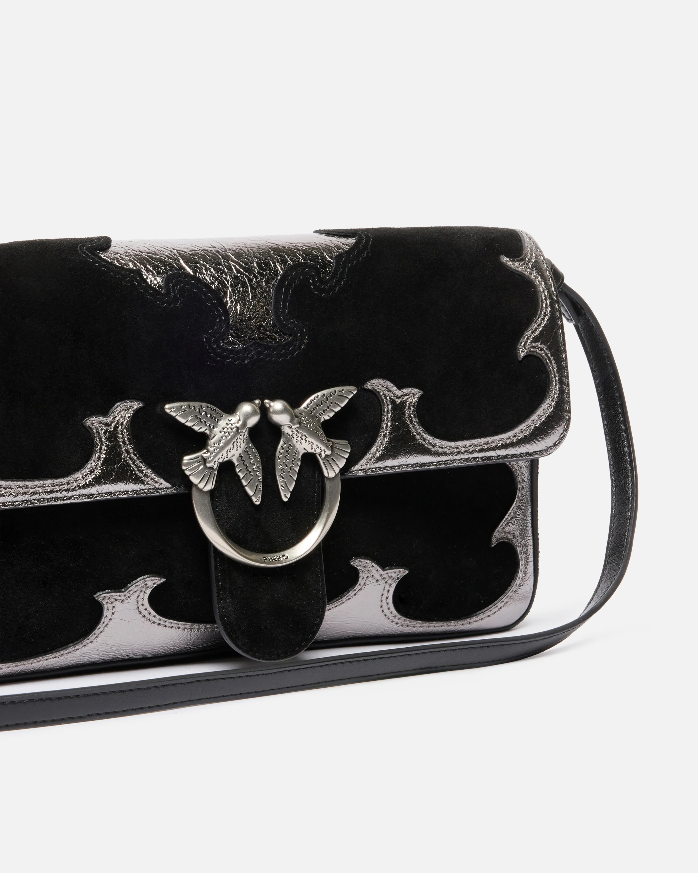 Borsa a spalla media Love Bag One Slouchy in suede con intarsi - Image 3
