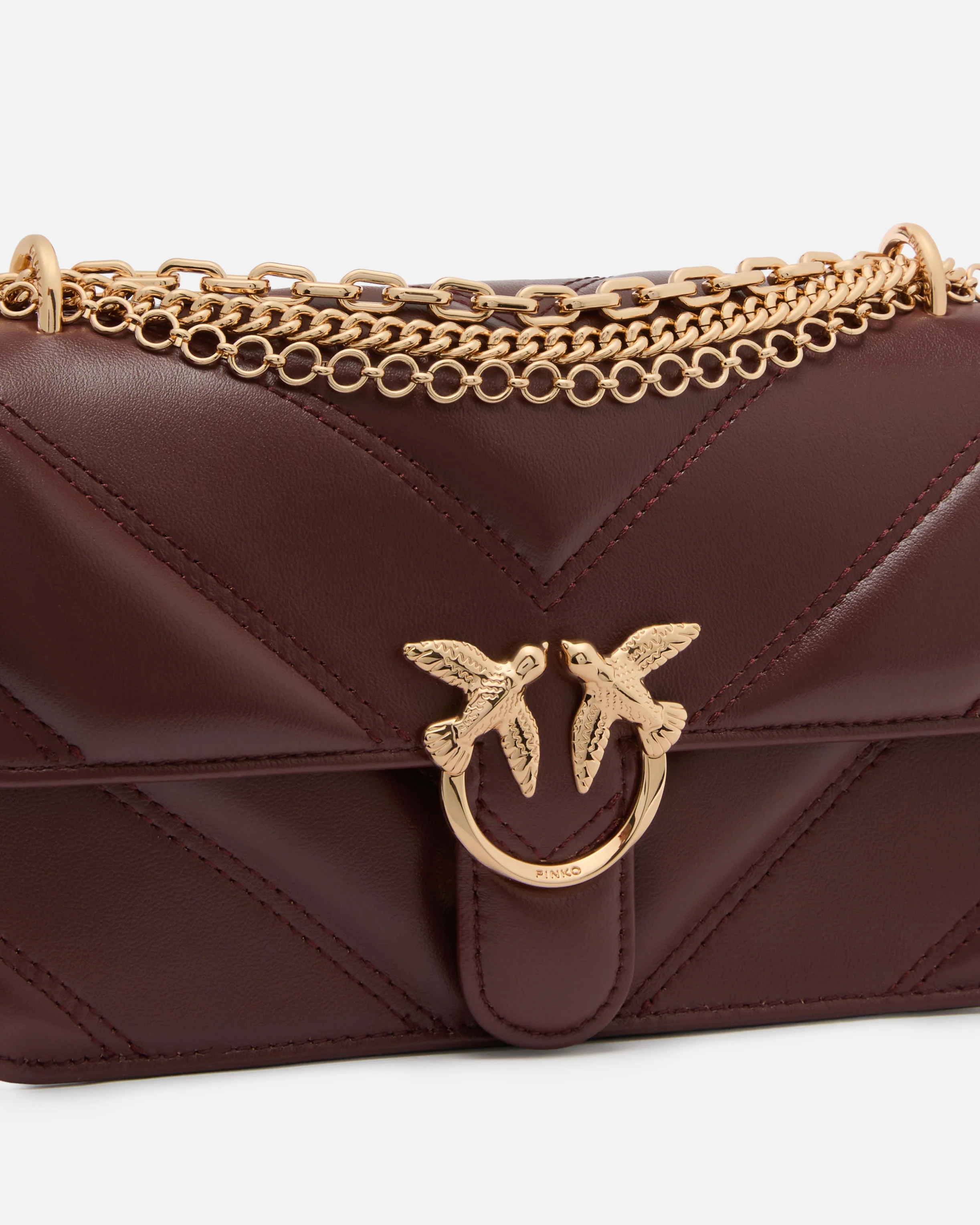 Borsa a spalla Mini Love Bag One in pelle e nappa chevron con tripla catena - Image 3