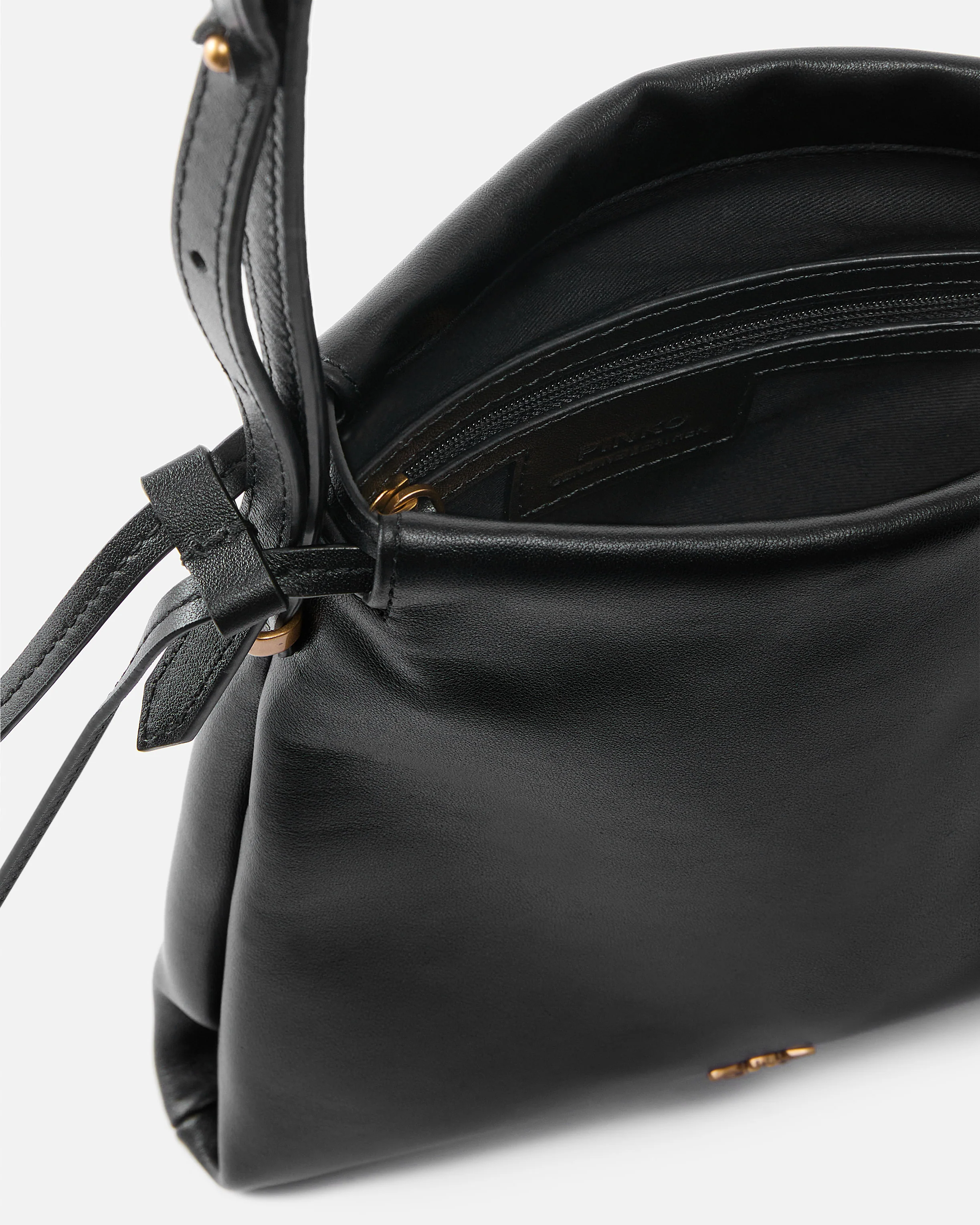 Borsa a spalla Mini Slouchy Bag in pelle con logo Love Birds - Image 4