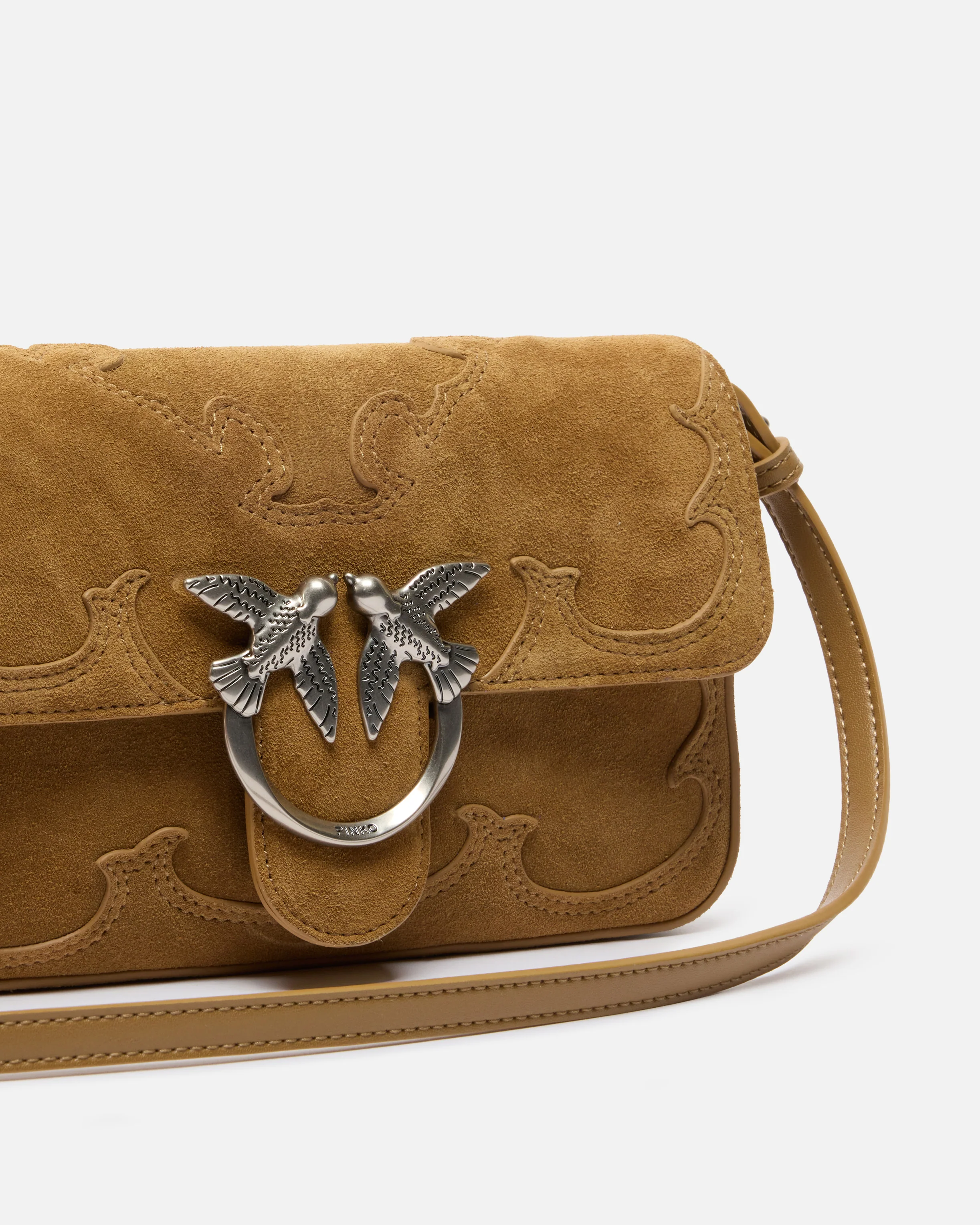 Borsa a spalla piccola Mini Love Bag One Slouchy in suede con intarsi - Image 3