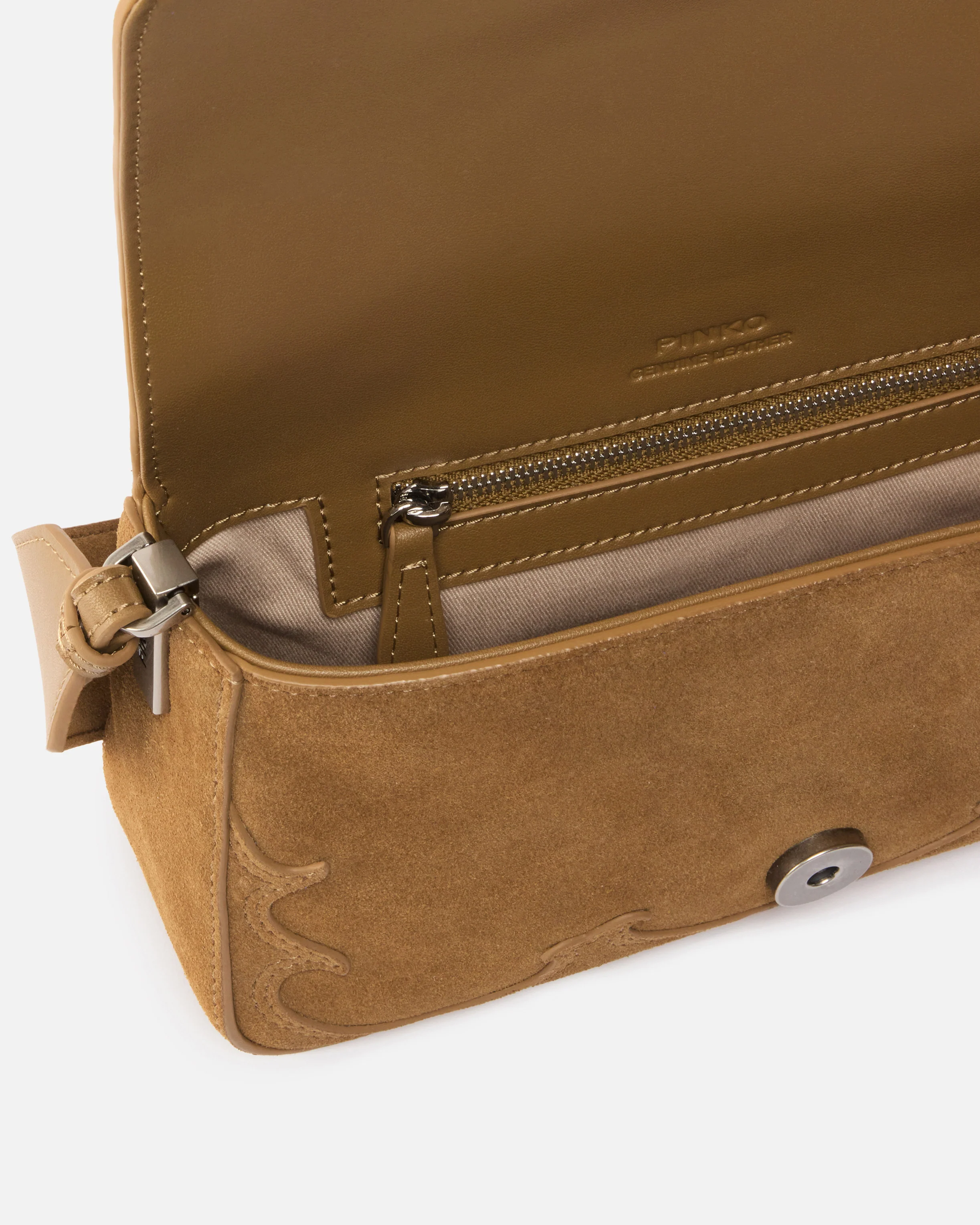 Borsa a spalla piccola Mini Love Bag One Slouchy in suede con intarsi - Image 4