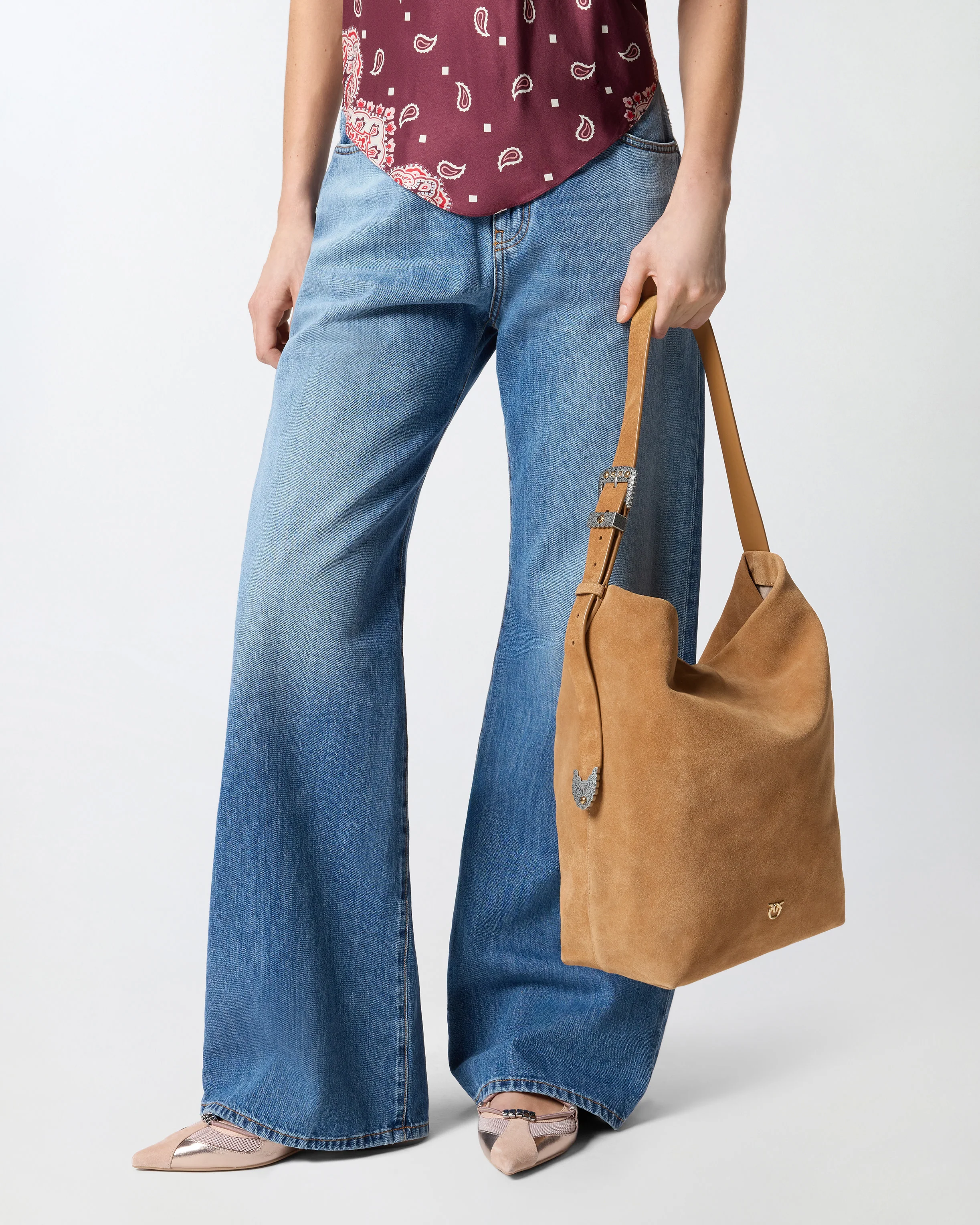 Borsa a tracolla grande Bucket Big in suede - Image 5