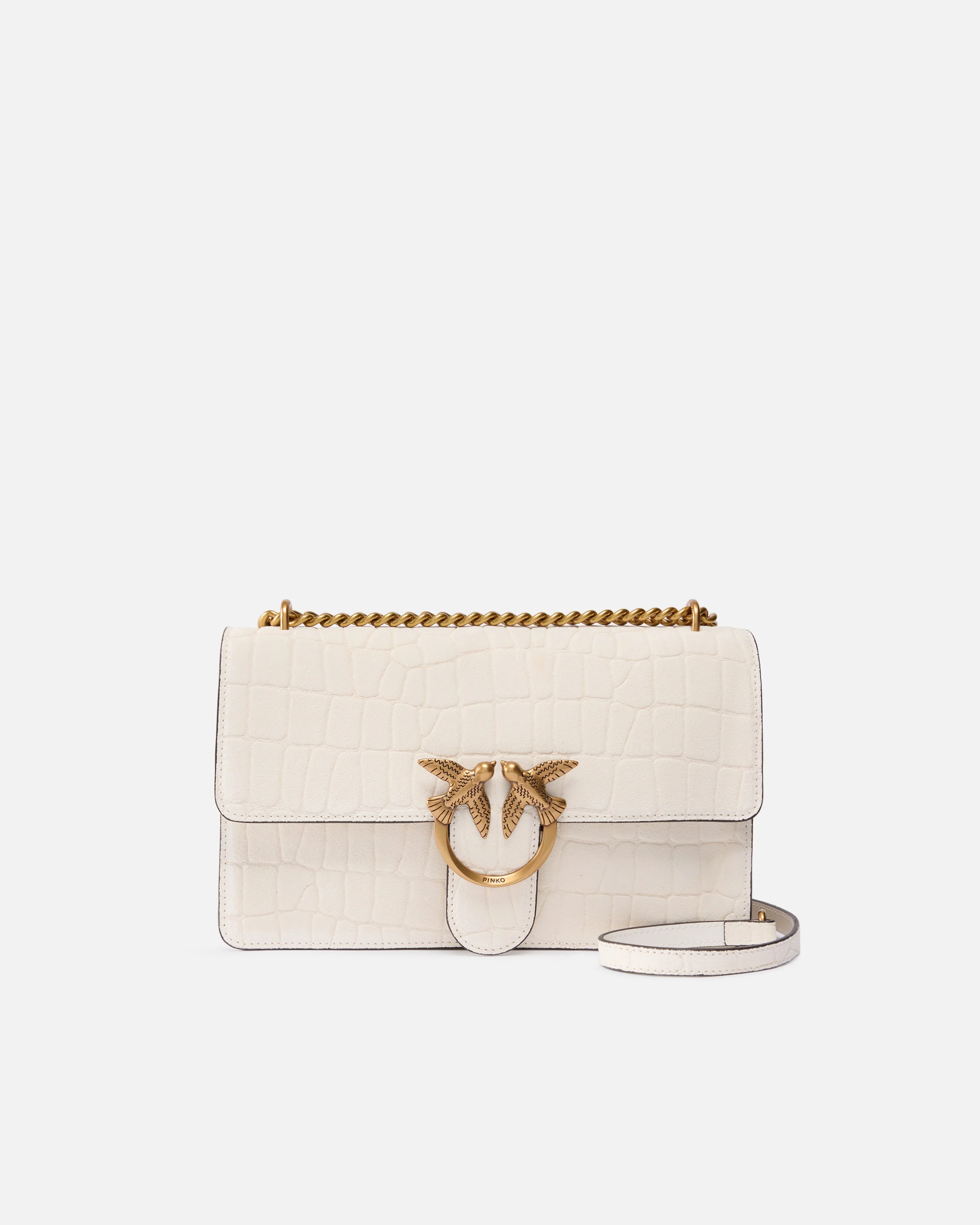 Borsa a tracolla media Love Bag One in pelle stampa coccodrillo