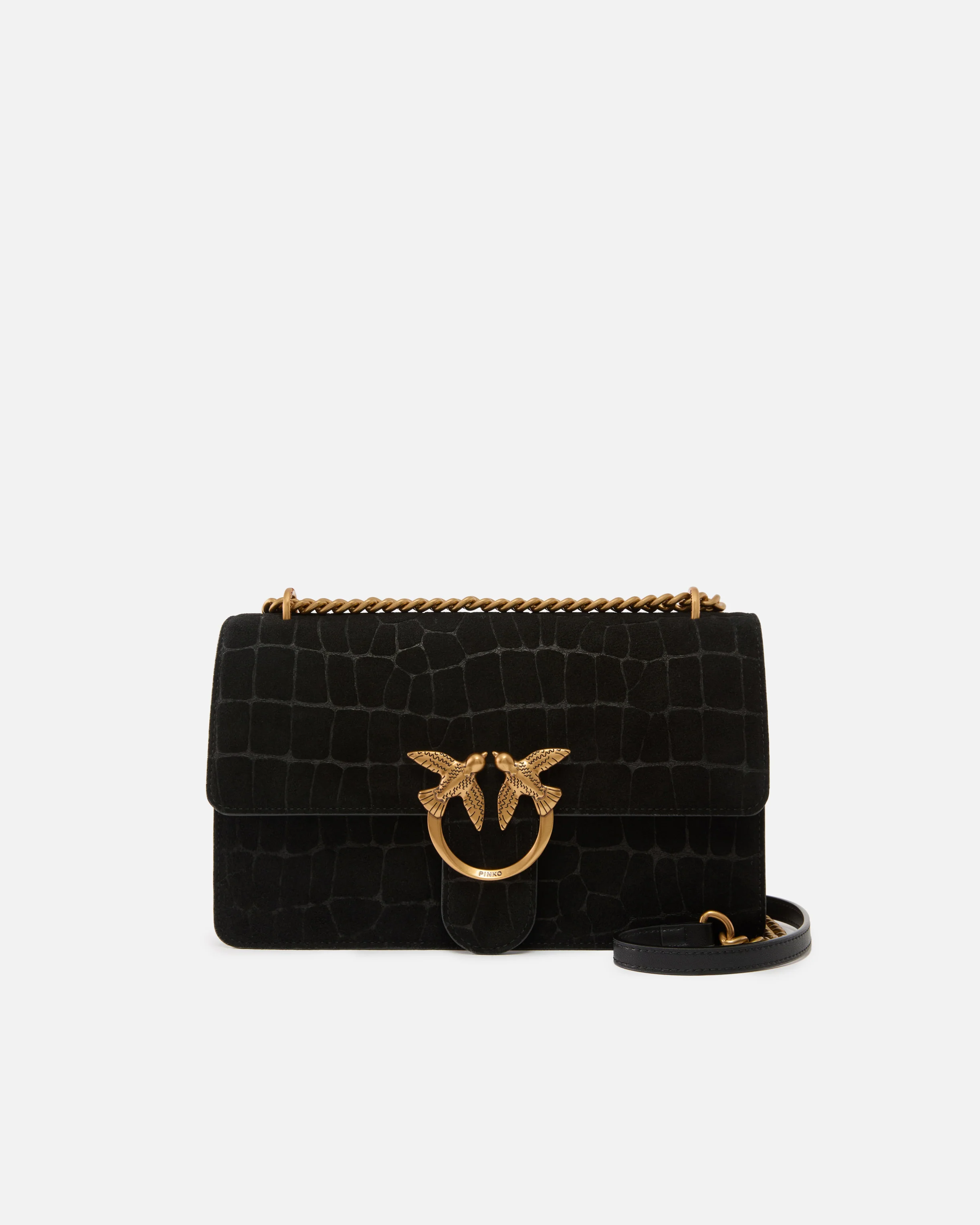 Borsa a tracolla media Love Bag One in pelle stampa coccodrillo