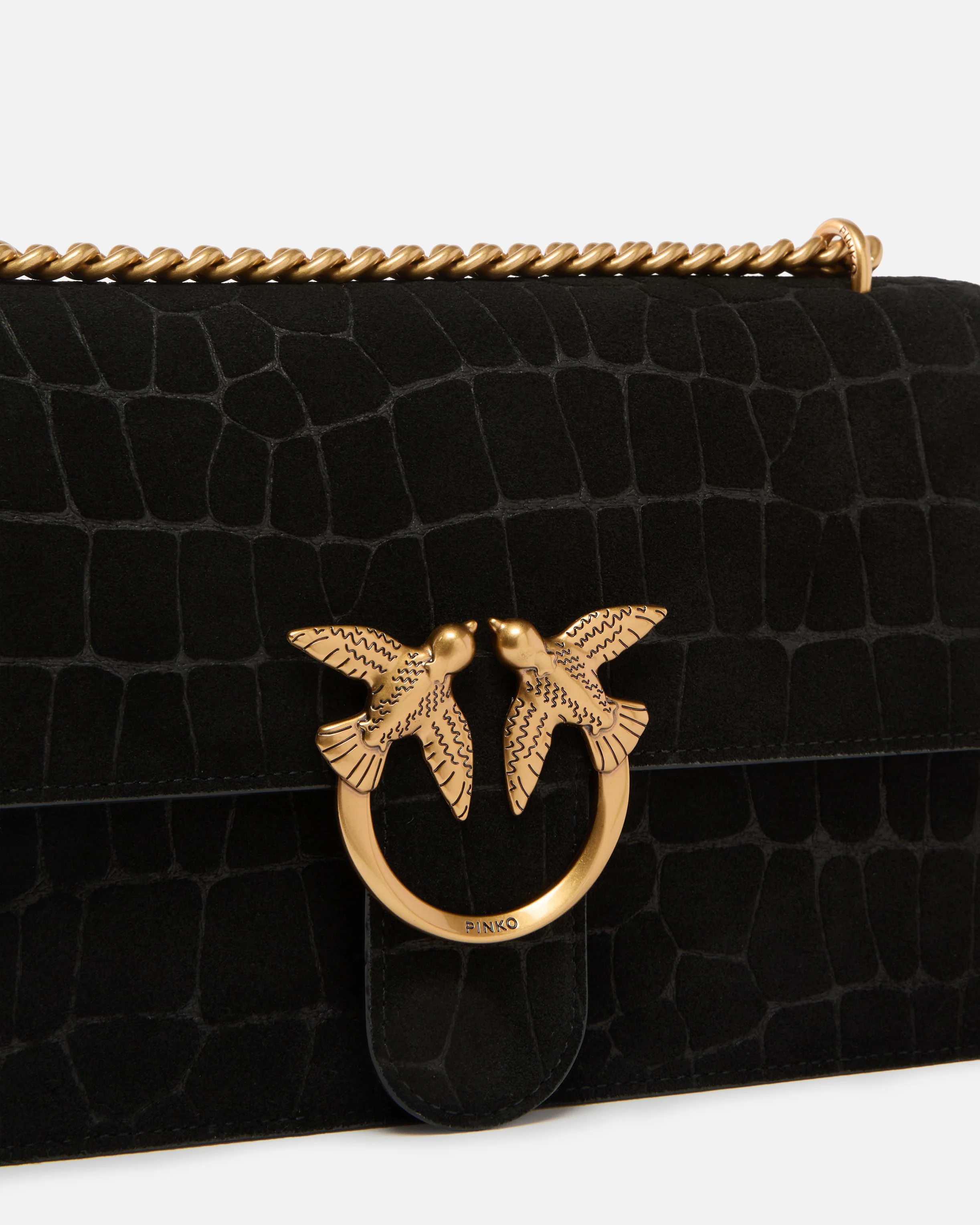 Borsa a tracolla media Love Bag One in pelle stampa coccodrillo - Image 3