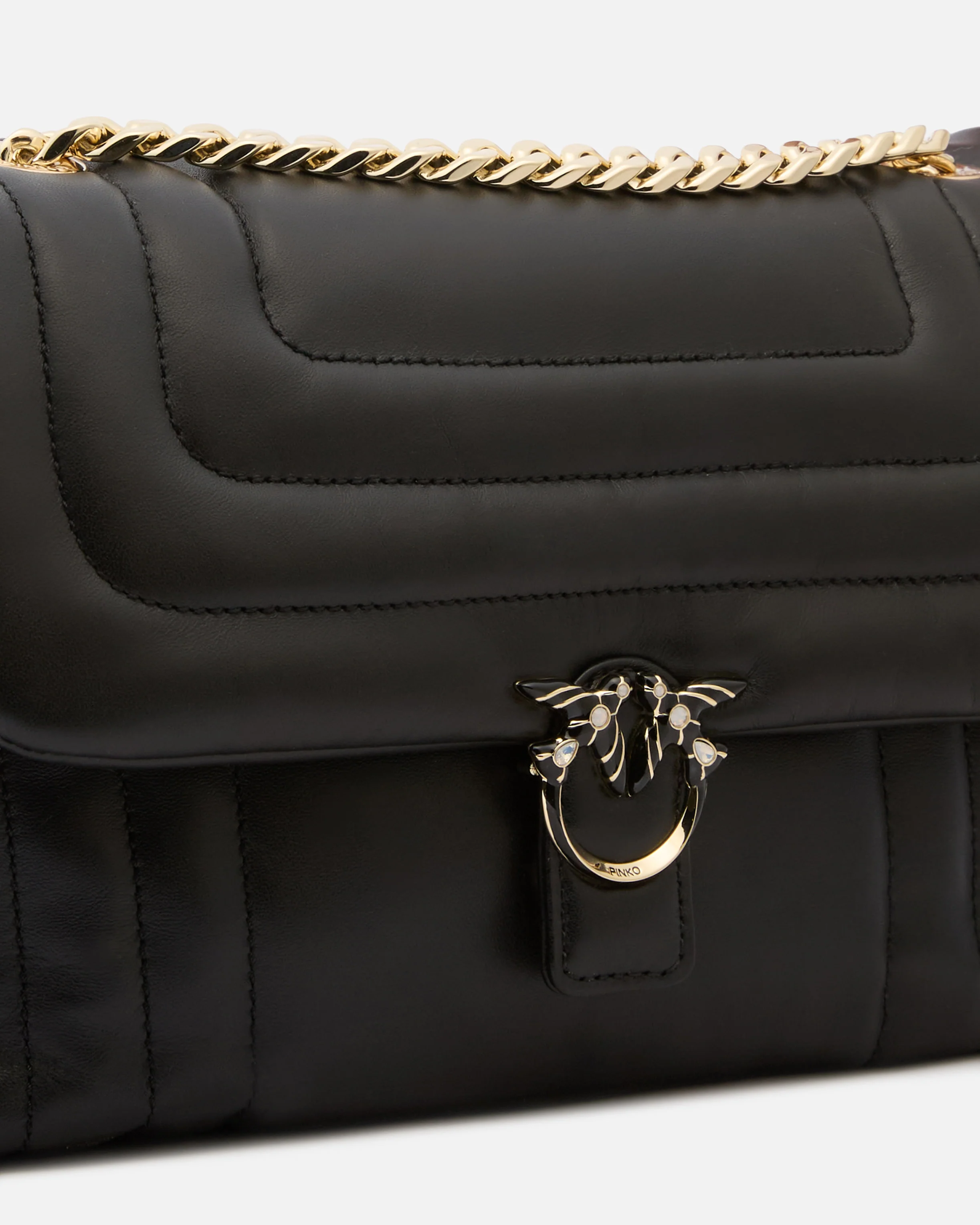 Borsa a tracolla media Love Bag Puff in nappa trapuntata con fibbia gioiello PINKO Galleria - Image 3