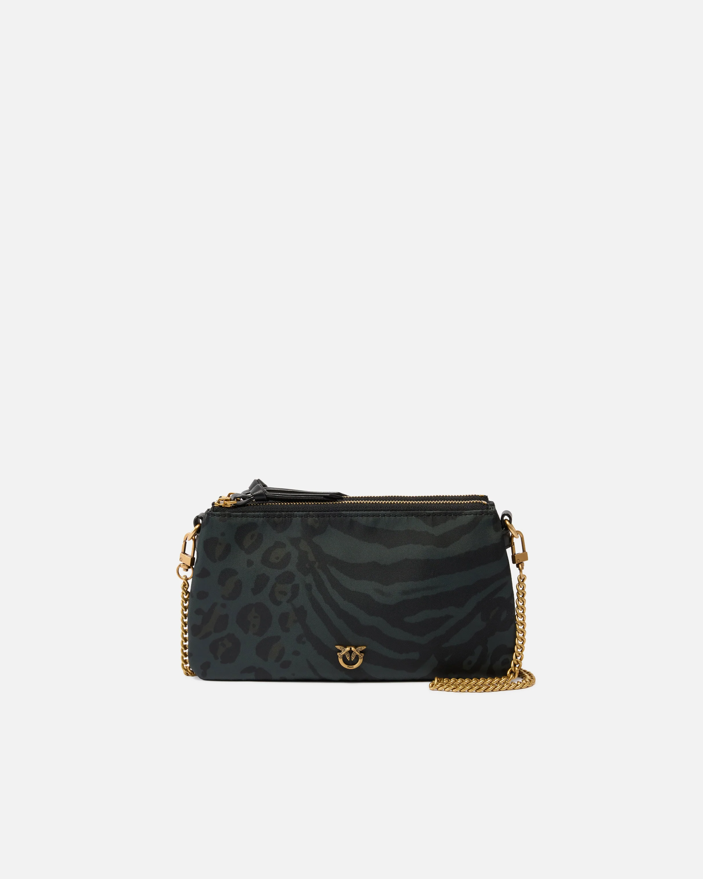 Borsa a tracolla piccola Double Bag Mini in nylon con stampa animalier