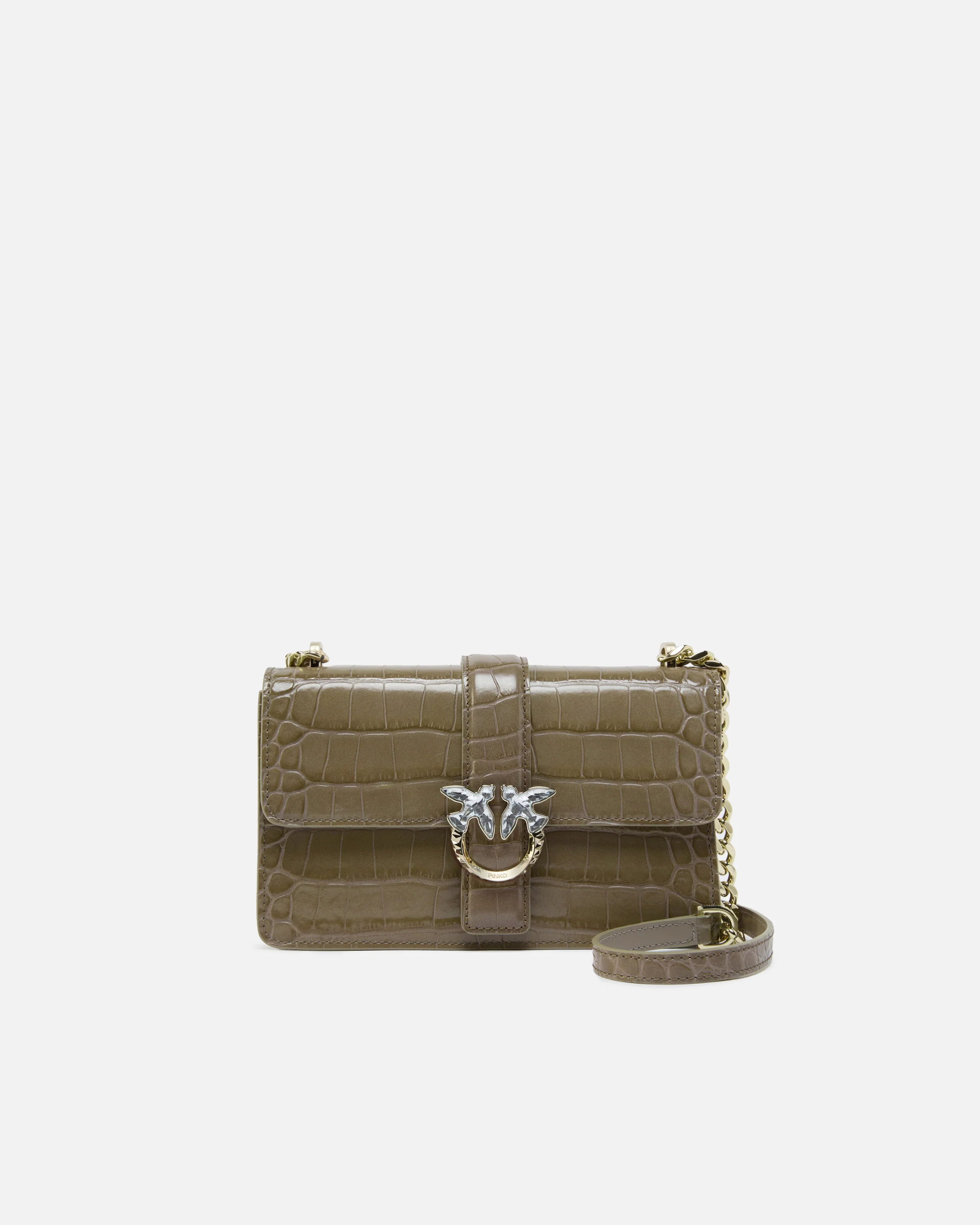 Borsa a tracolla piccola Love Bag in pelle stampa coccodrillo con fibbia gioiello PINKO Galleria