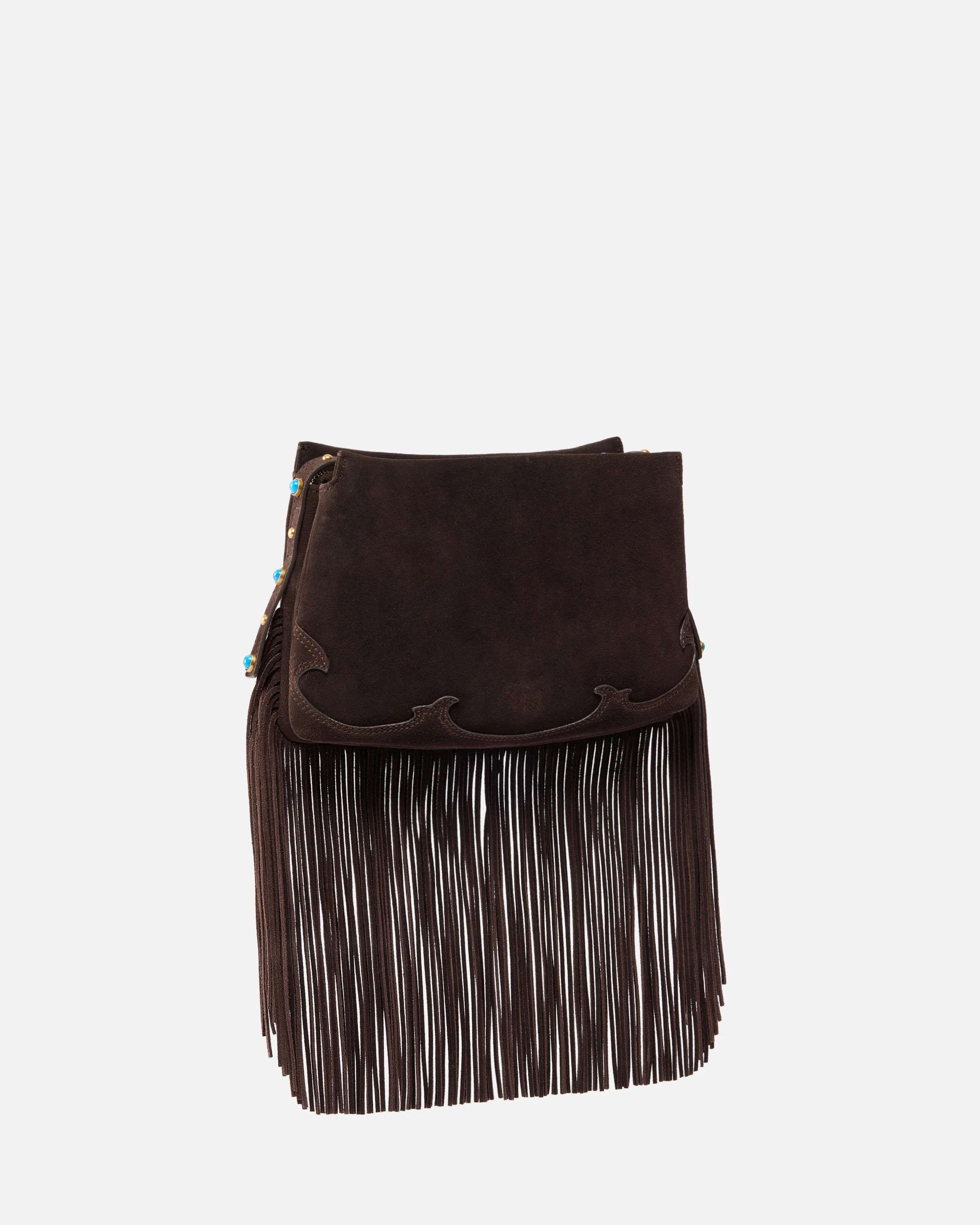 Borsa a tracolla piccola One, Two, Three Bag in suede con frange - Image 2