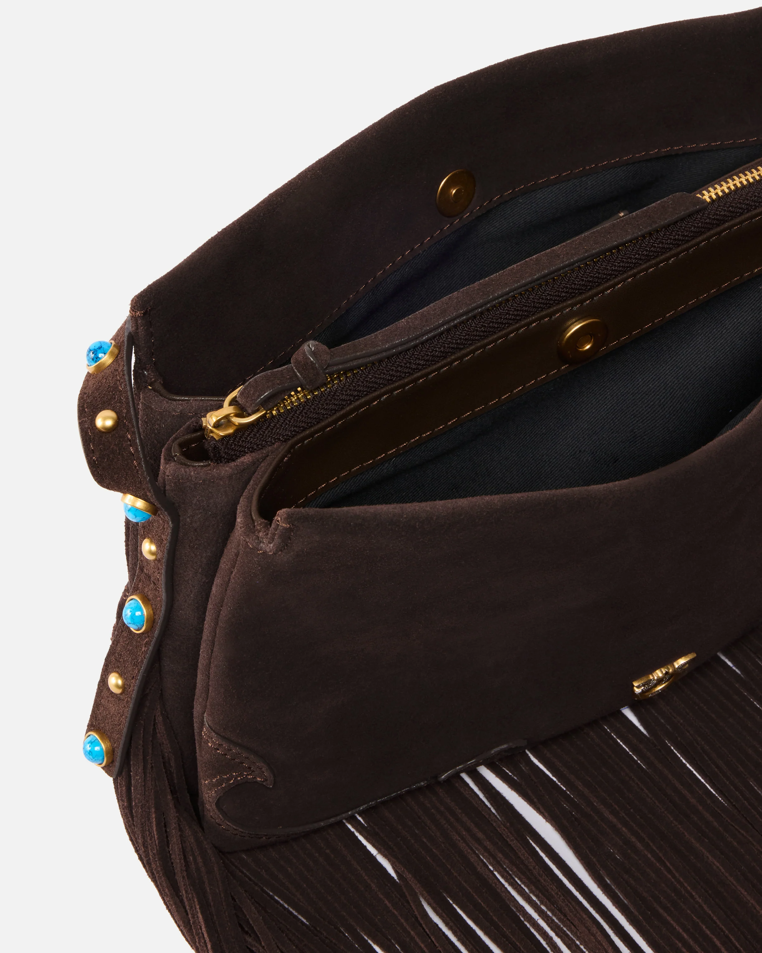 Borsa a tracolla piccola One, Two, Three Bag in suede con frange - Image 4