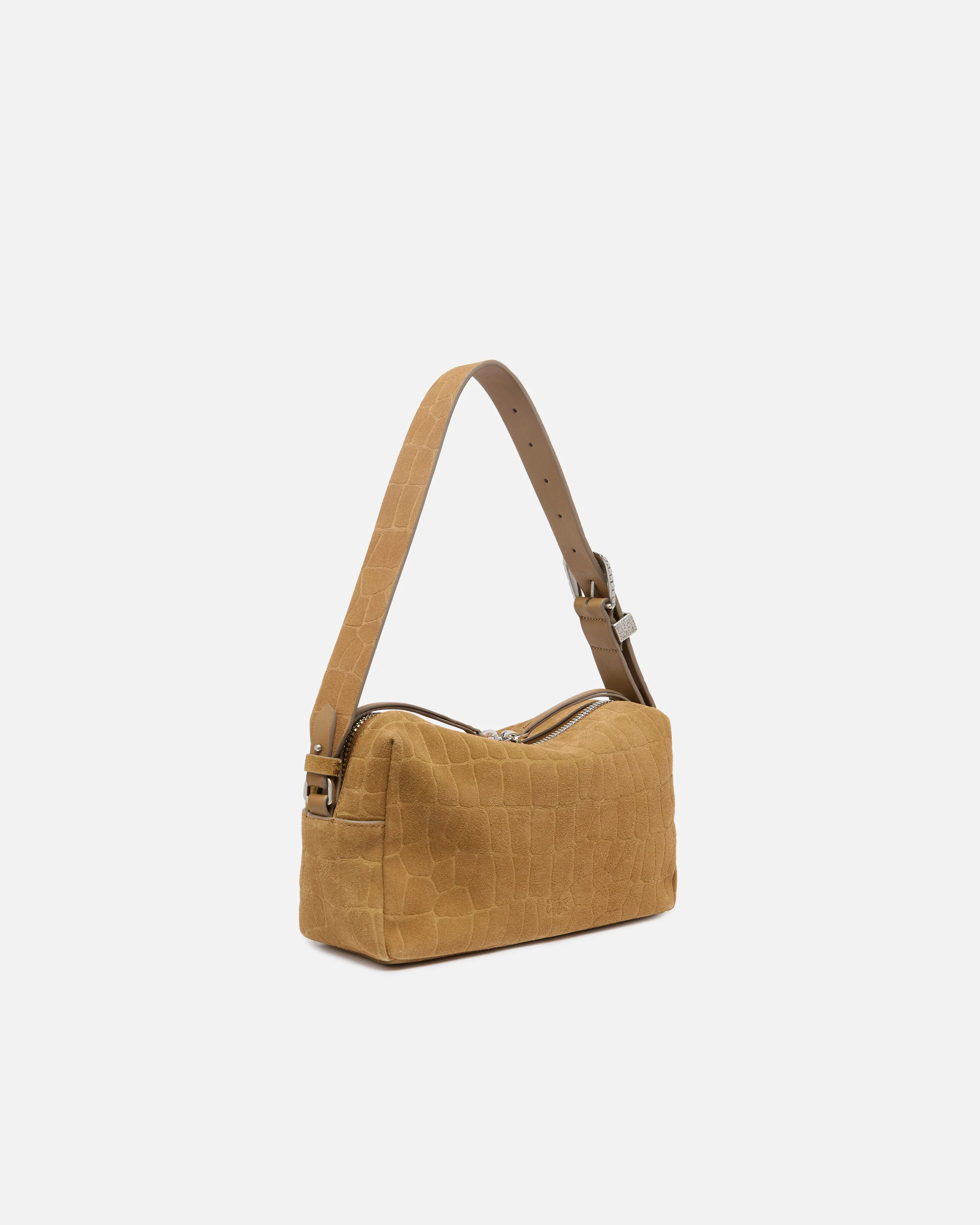 Borsa bauletto a tracolla media in pelle stampa coccodrillo - Image 2