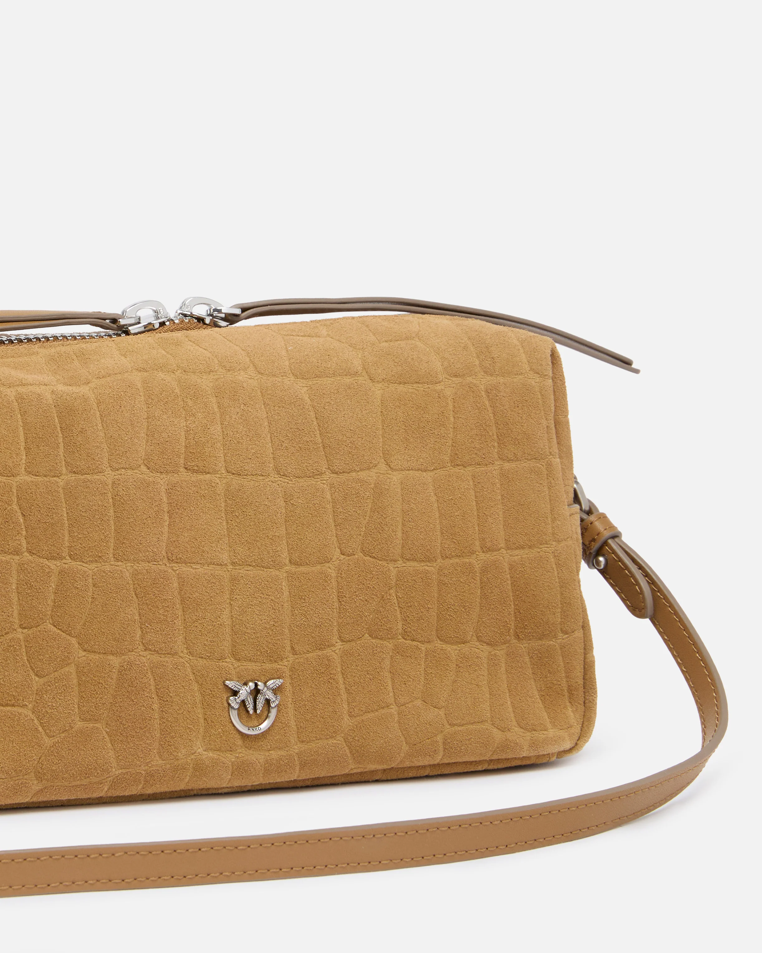 Borsa bauletto a tracolla media in pelle stampa coccodrillo - Image 3