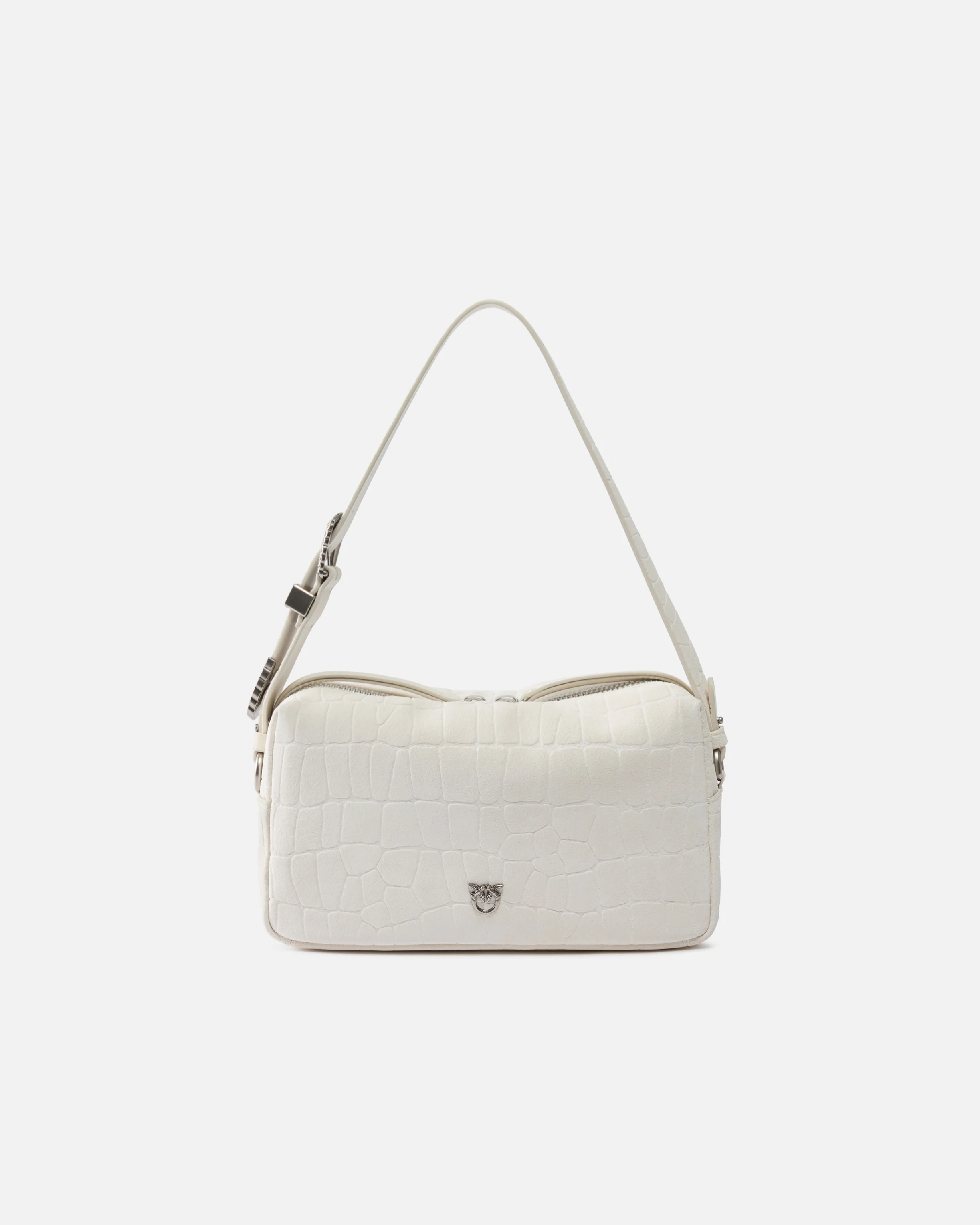 Borsa bauletto a tracolla media in pelle stampa coccodrillo