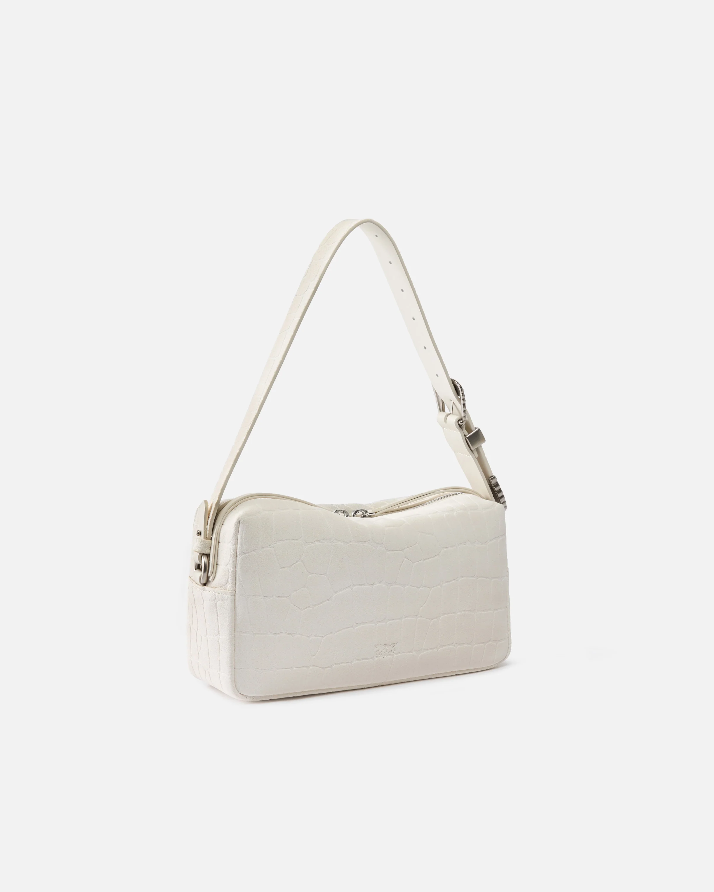 Borsa bauletto a tracolla media in pelle stampa coccodrillo - Image 2